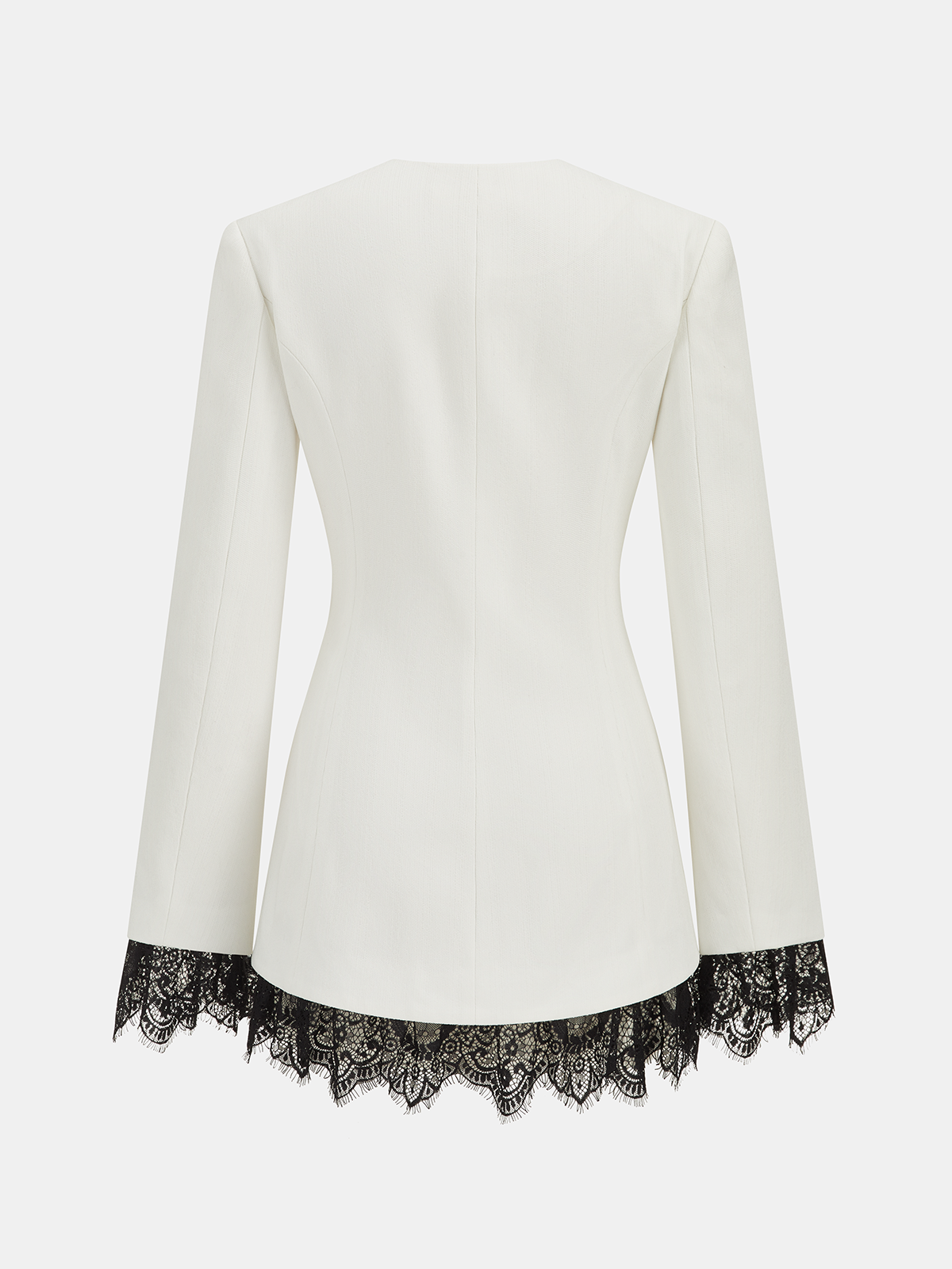 Lace Trim Metal Button Blazer-Chicvia