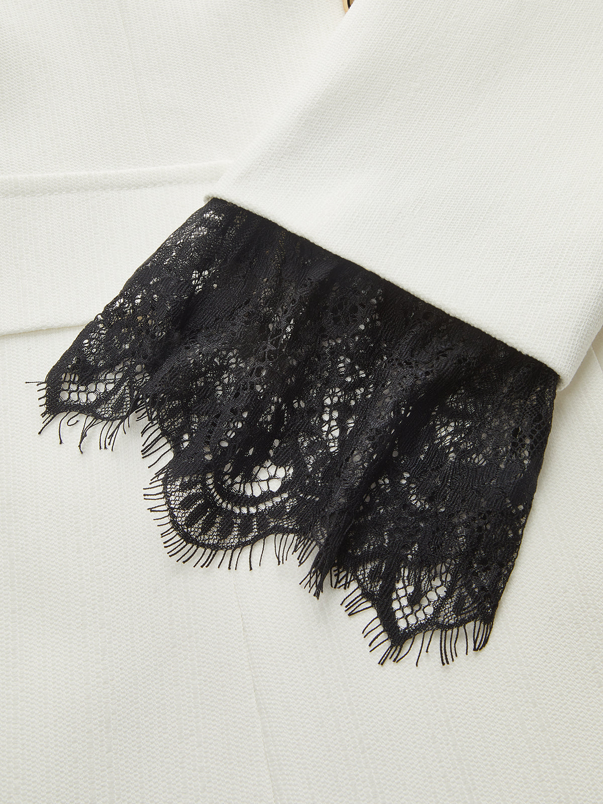 Lace Trim Metal Button Blazer-Chicvia