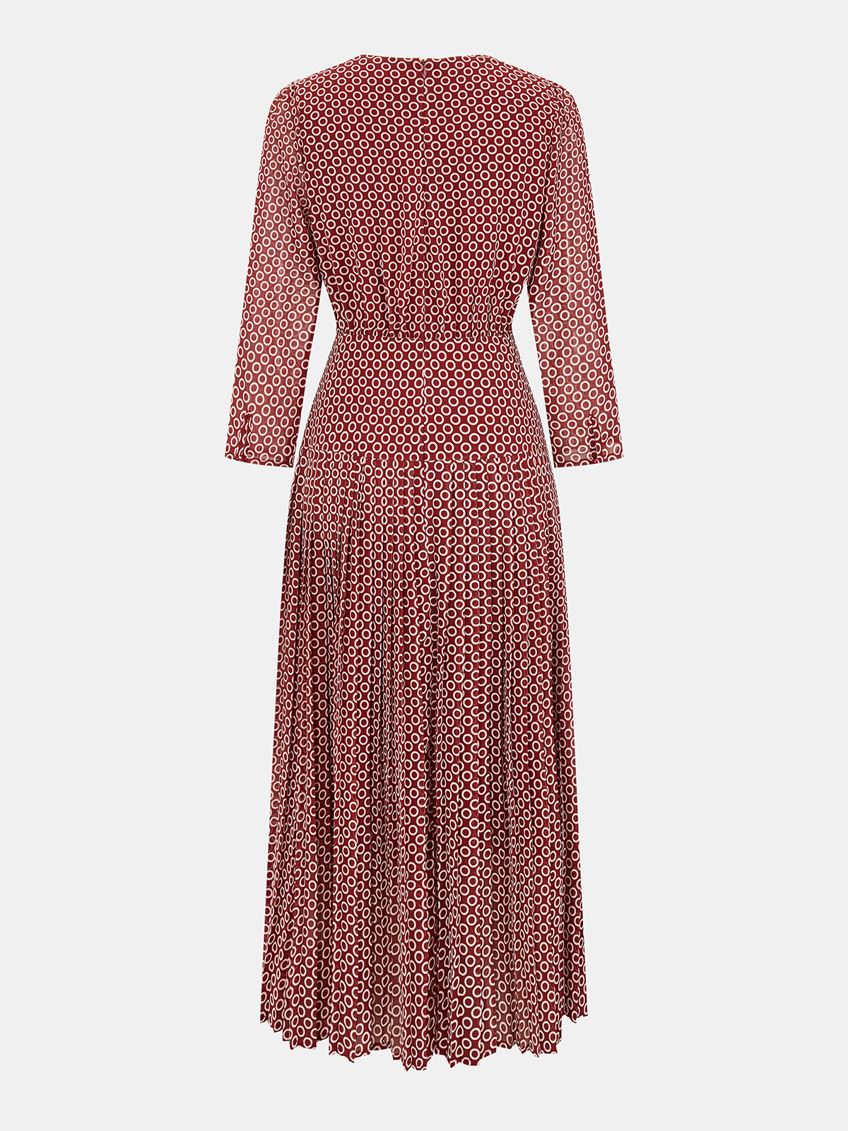 Geometric Print Chiffon Pleated Maxi Dress-Chicvia