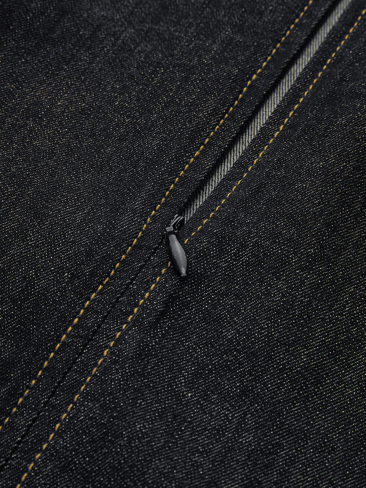 Contrast Stitched Denim Stand Collar Mini Dress-Chicvia