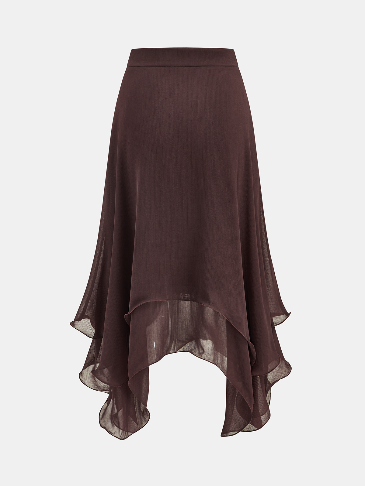 Chiffon Asymmetric Ruffled Midi Skirt-Chicvia