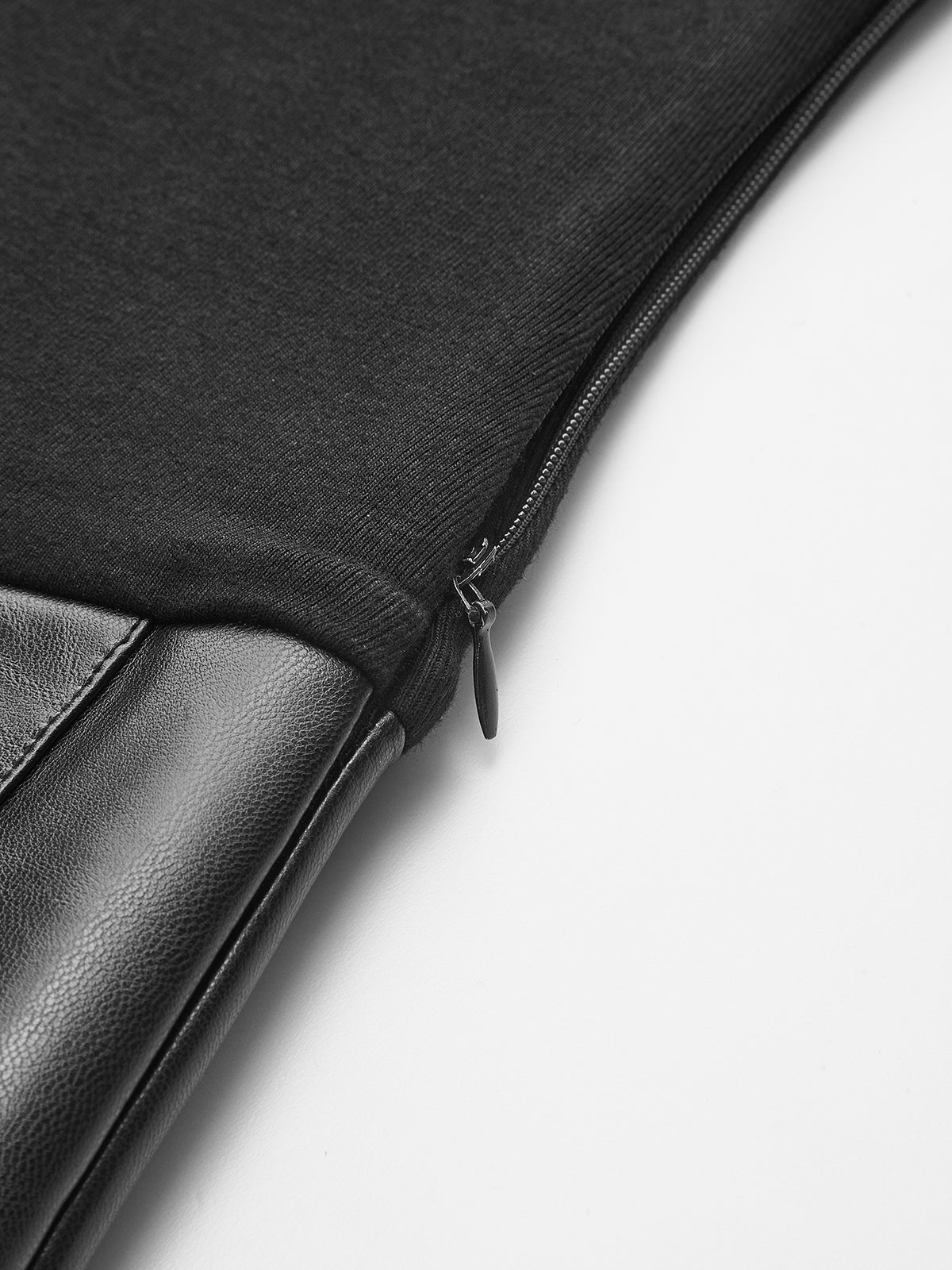 Faux Leather Pleated Panel Long Sleeve Dress-Chicvia