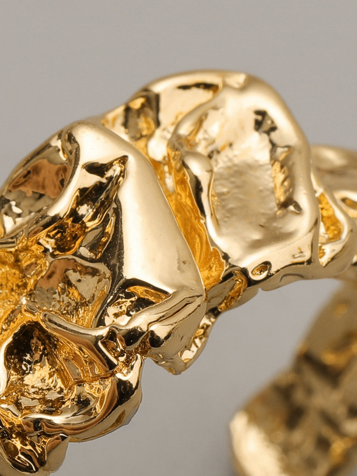 Irregular Textured Open Cuff Ring-Chicvia