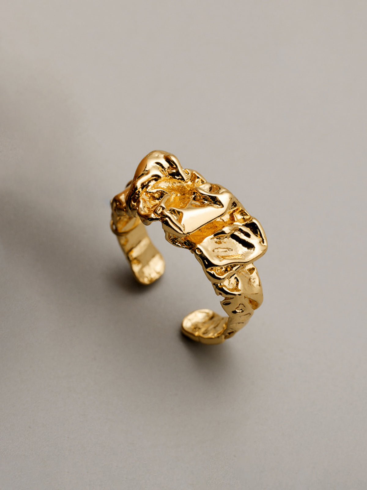 Irregular Textured Open Cuff Ring-Chicvia