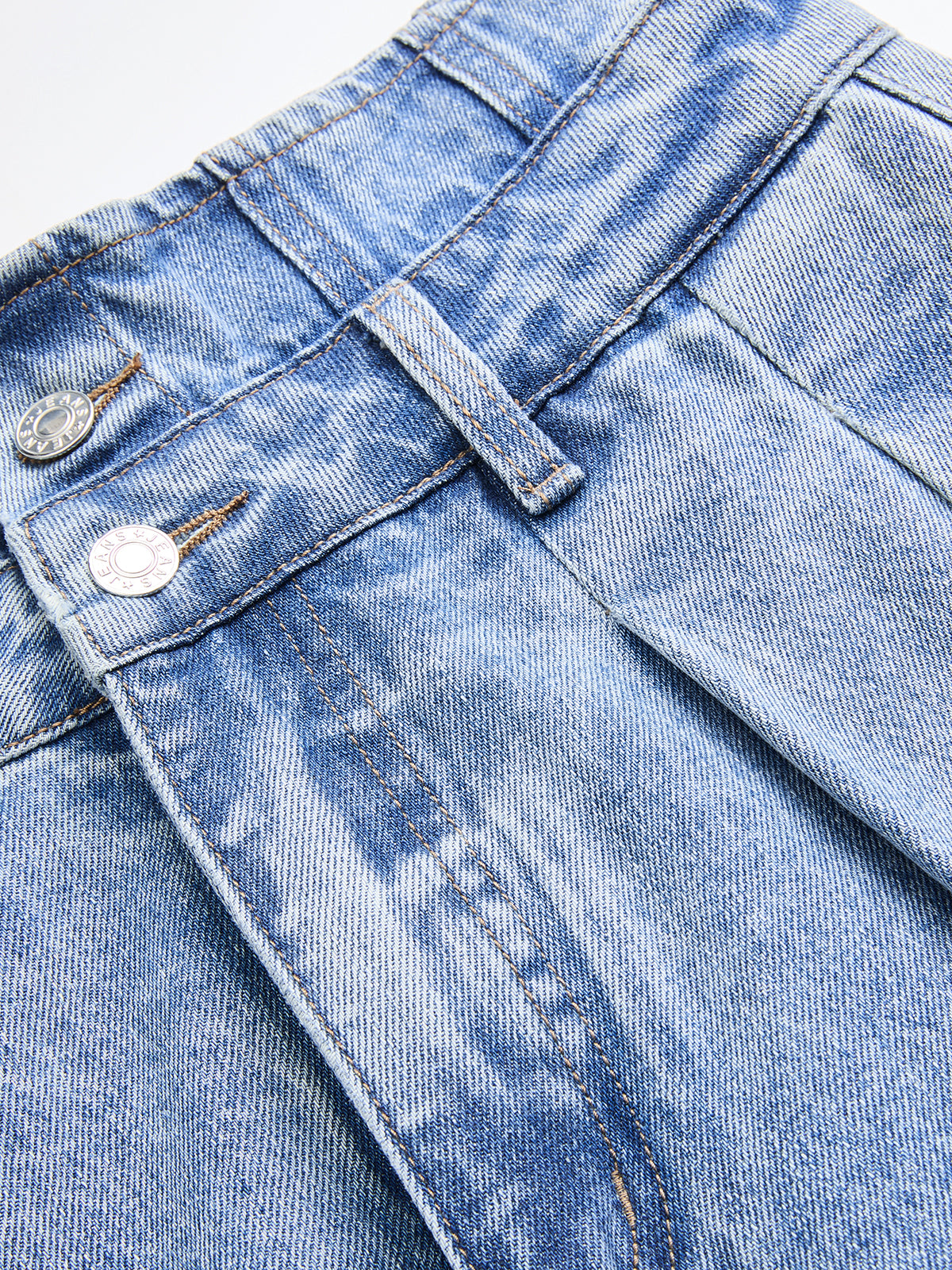 Double Waistband Pleated Wide-Leg Jeans-Chicvia