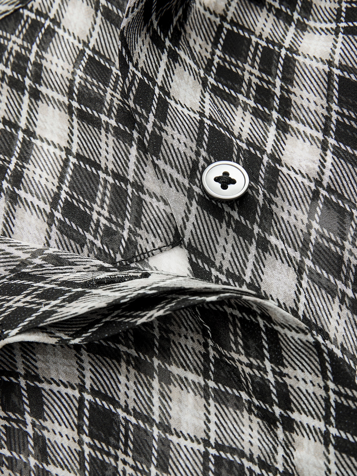 Plaid Sheer Chiffon Tie-Neck Blouse-Chicvia