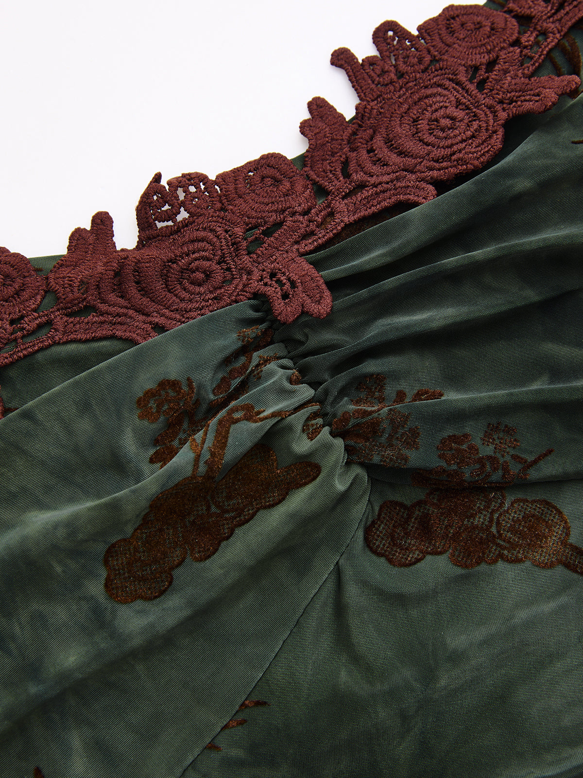 Flocked Print Cami Midi Dress-Chicvia