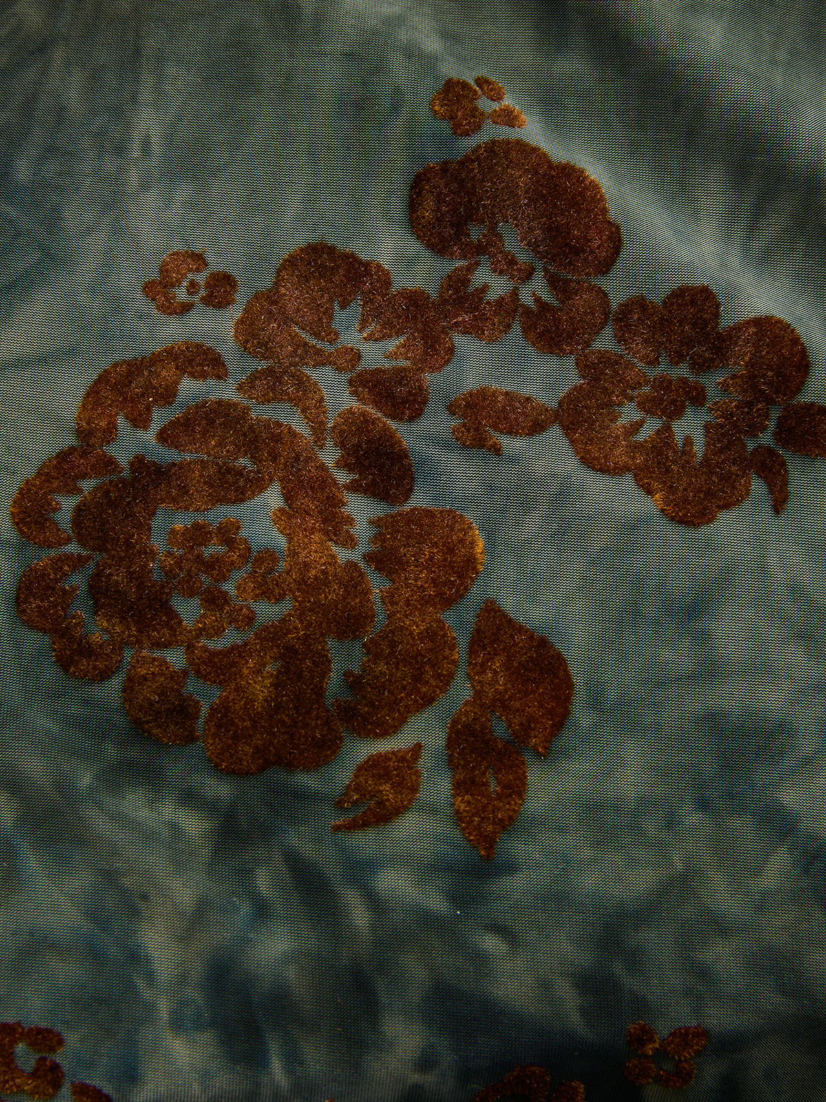 Flocked Floral Ruched Sleeveless Maxi Dress-Chicvia