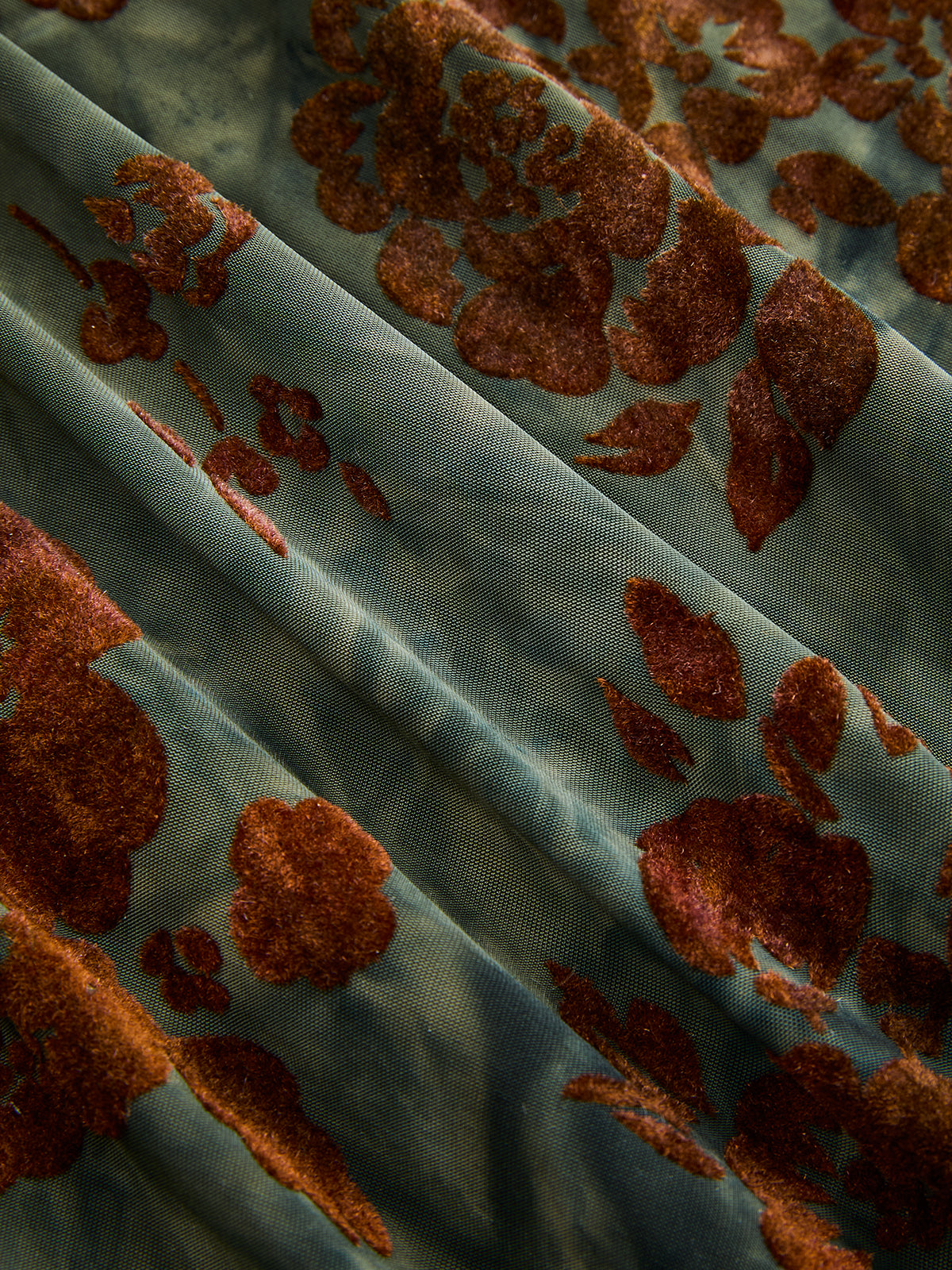 Flocked Floral Ruched Sleeveless Maxi Dress-Chicvia