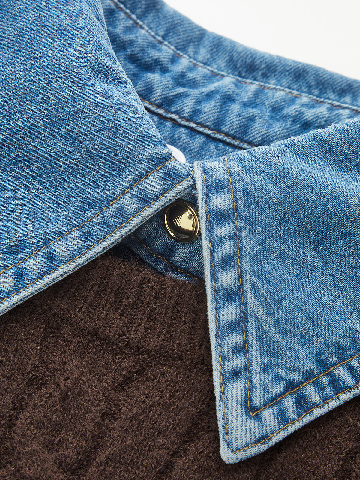 Denim Collar Cable-Knit Sleeveless Vest-Chicvia