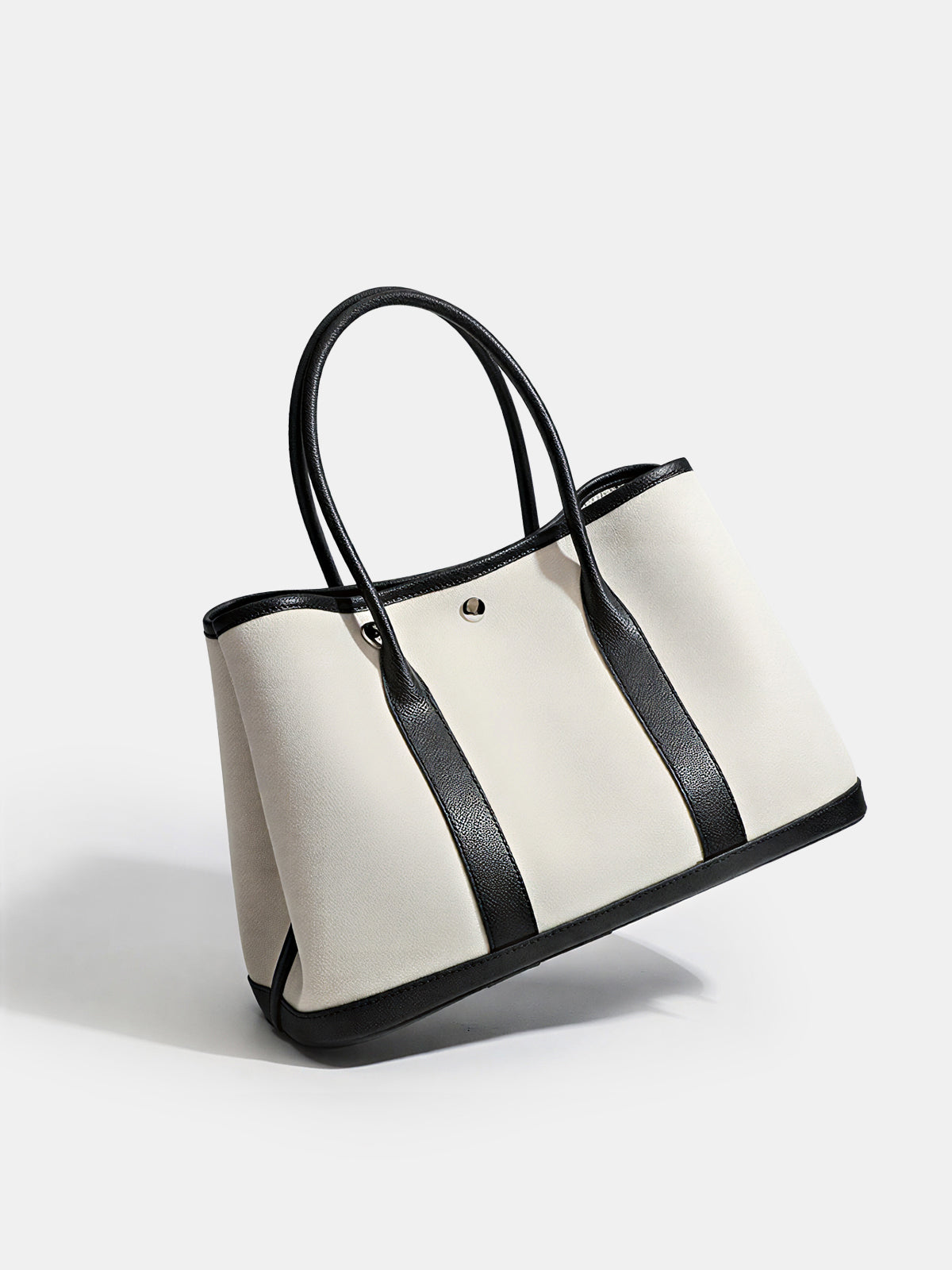 Large-Capacity PU Panel Canvas Tote Bag-Chicvia