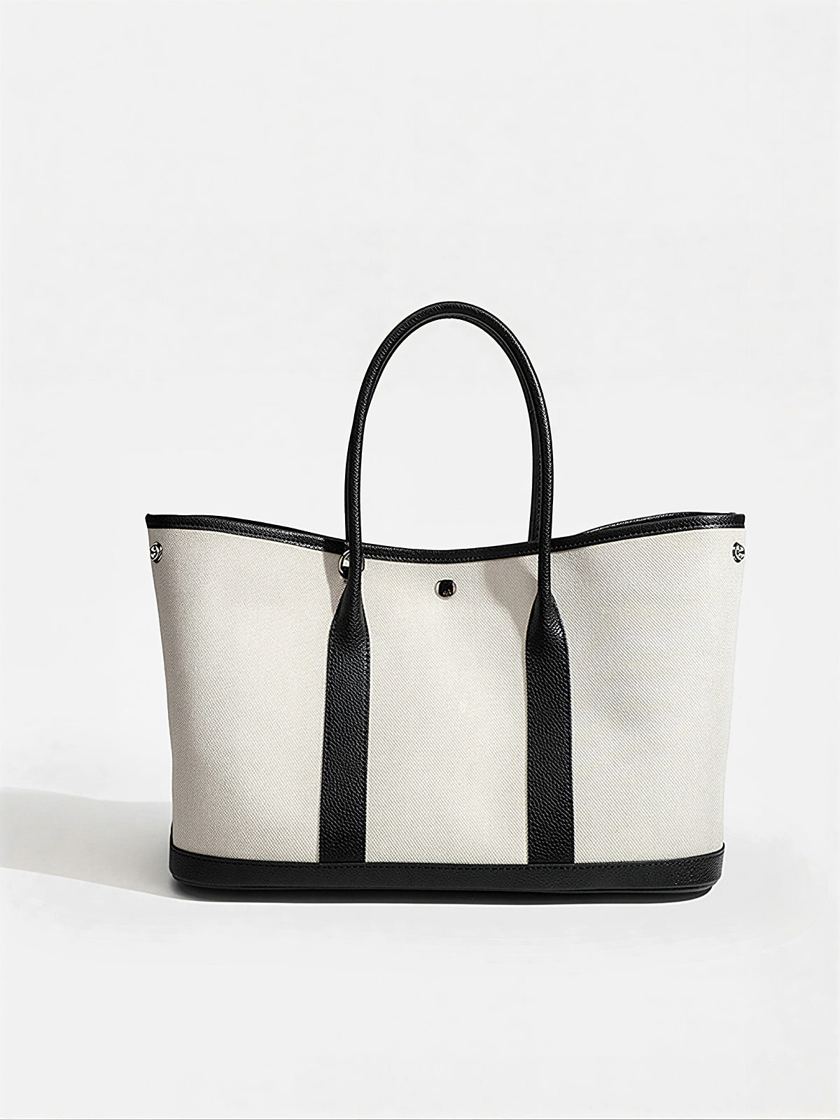 Large-Capacity PU Panel Canvas Tote Bag-Chicvia