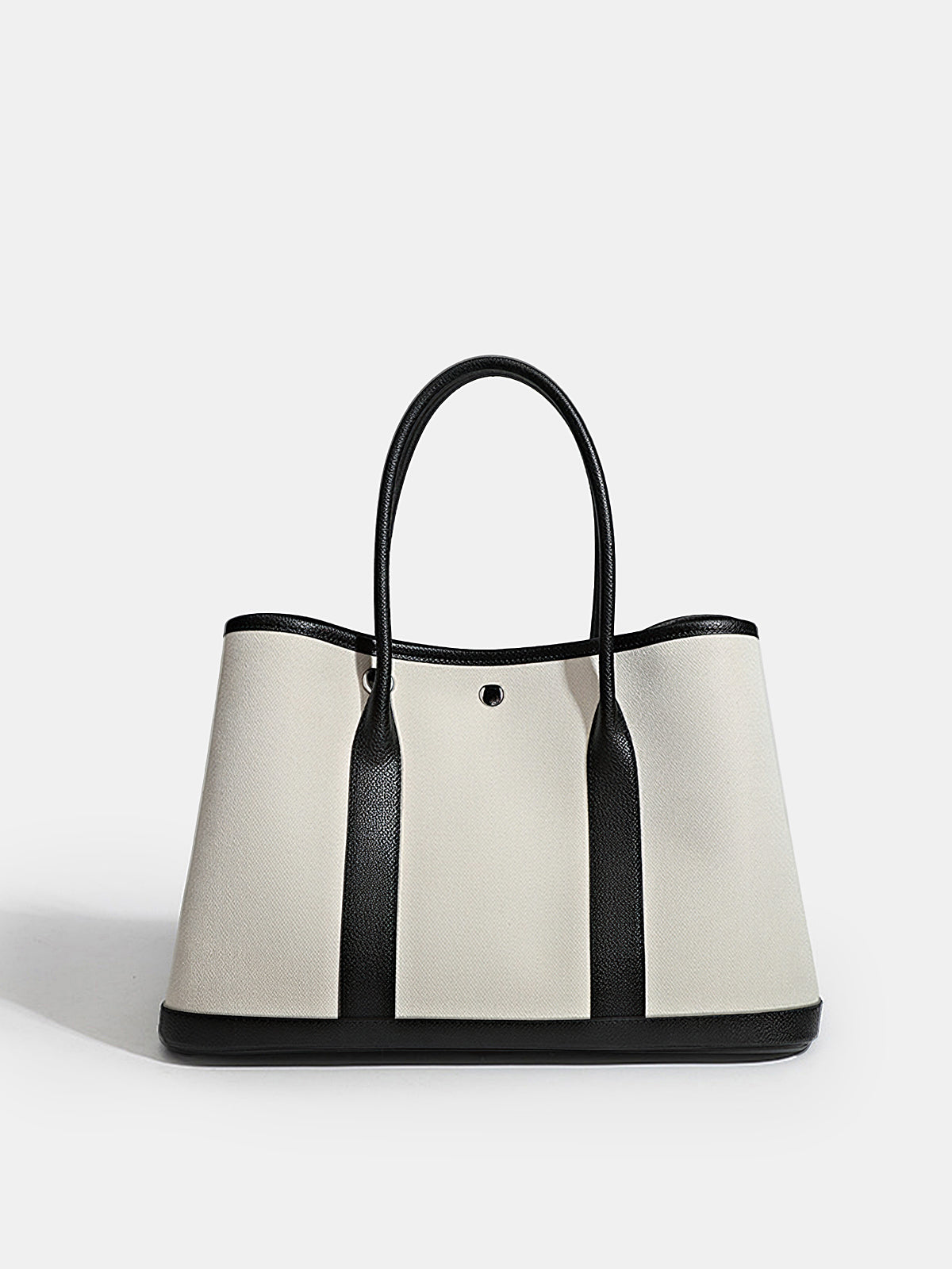 Large-Capacity PU Panel Canvas Tote Bag-Chicvia