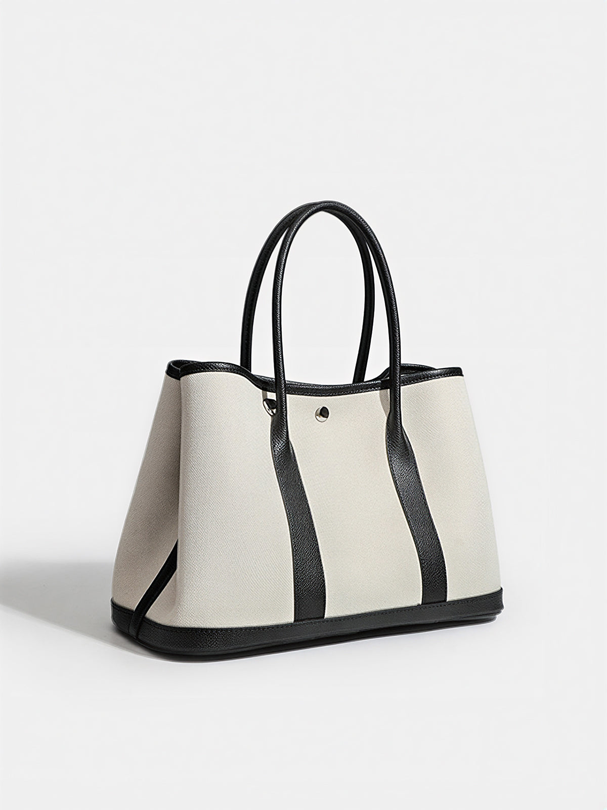 Large-Capacity PU Panel Canvas Tote Bag-Chicvia