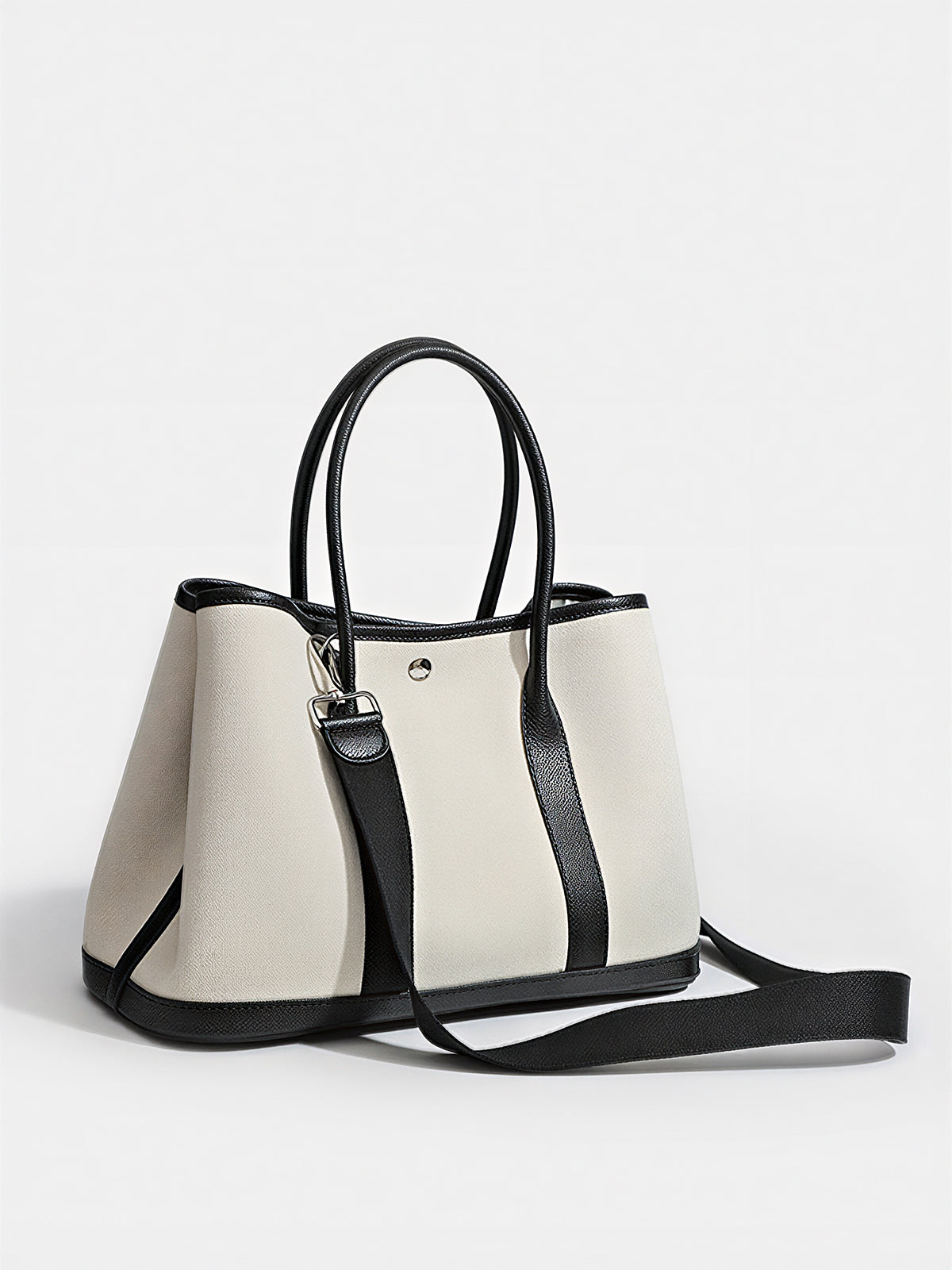 Large-Capacity PU Panel Canvas Tote Bag-Chicvia