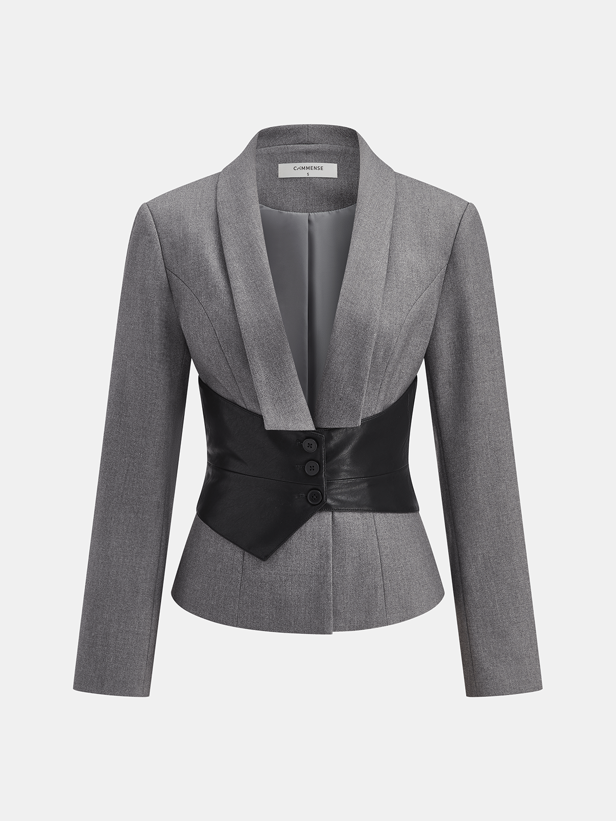 Detachable Waist Belt Lapel Tailored Blazer-Chicvia