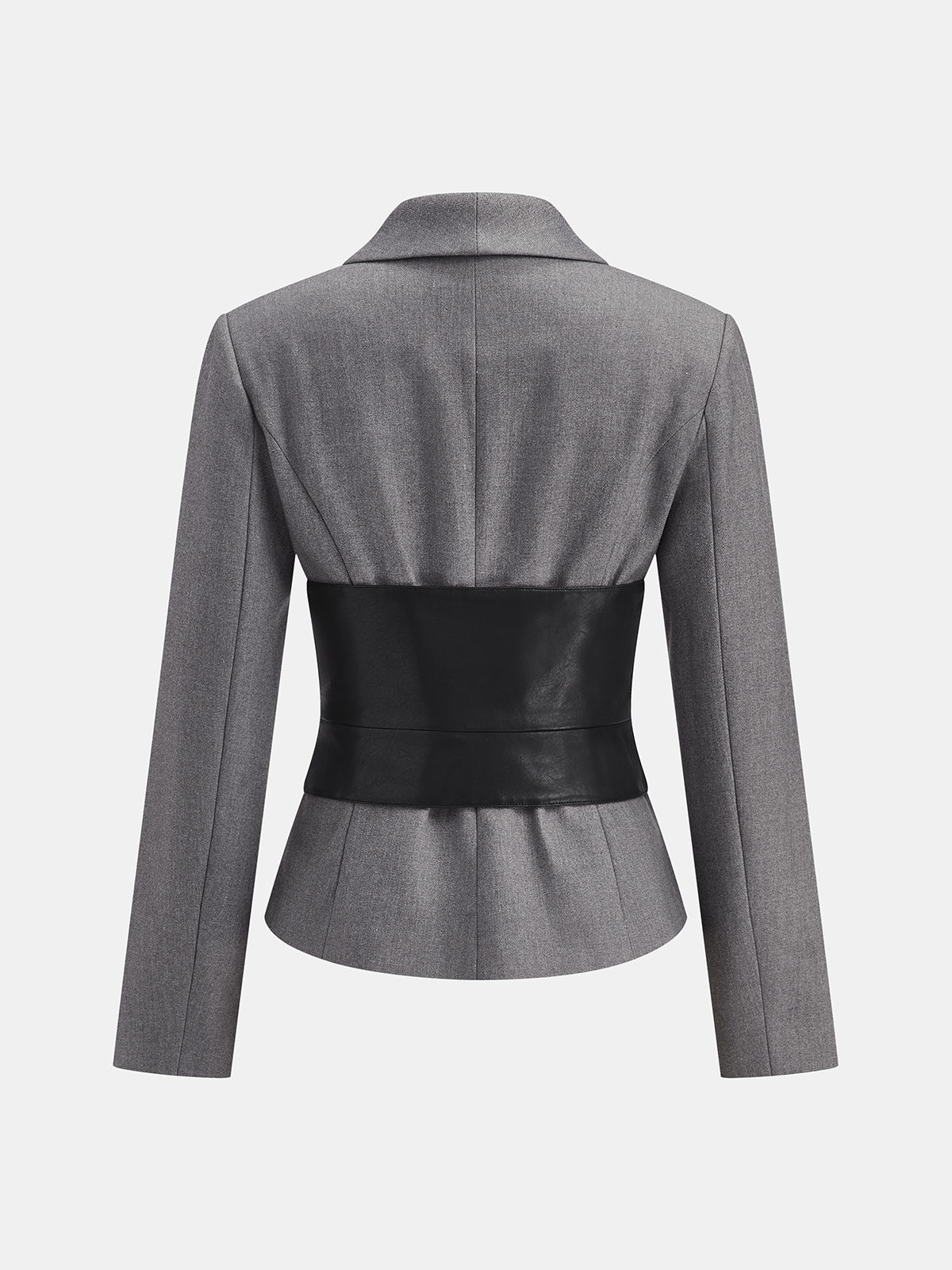 Detachable Waist Belt Lapel Tailored Blazer-Chicvia