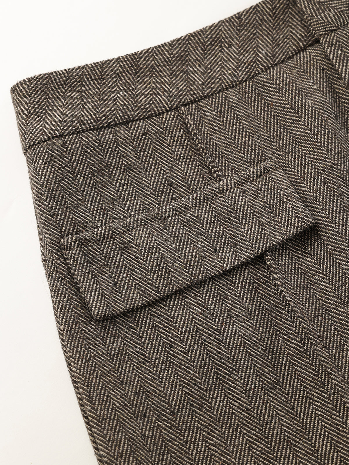 Herringbone Tweed Wide-Leg Pants-Chicvia