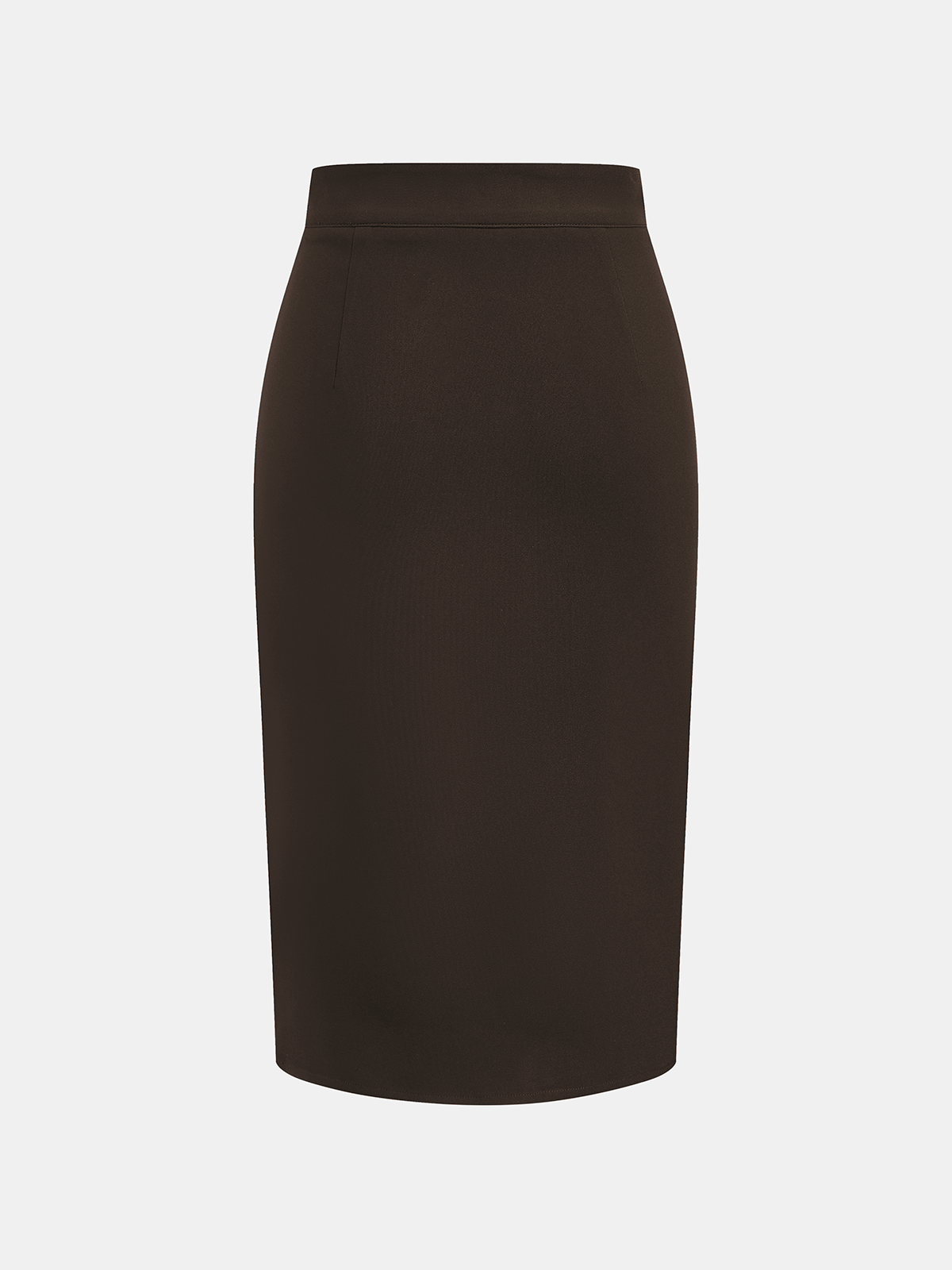 Metal Detail Asymmetric Slit Midi Skirt-Chicvia