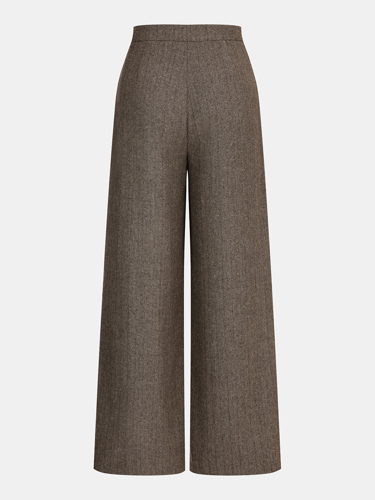 Herringbone Tweed Wide-Leg Pants-Chicvia