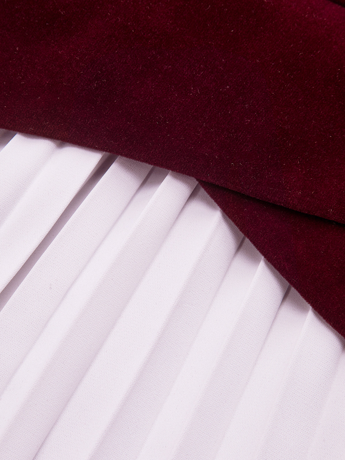 Pleated Panel Velvet Mini Dress with Belt-Chicvia