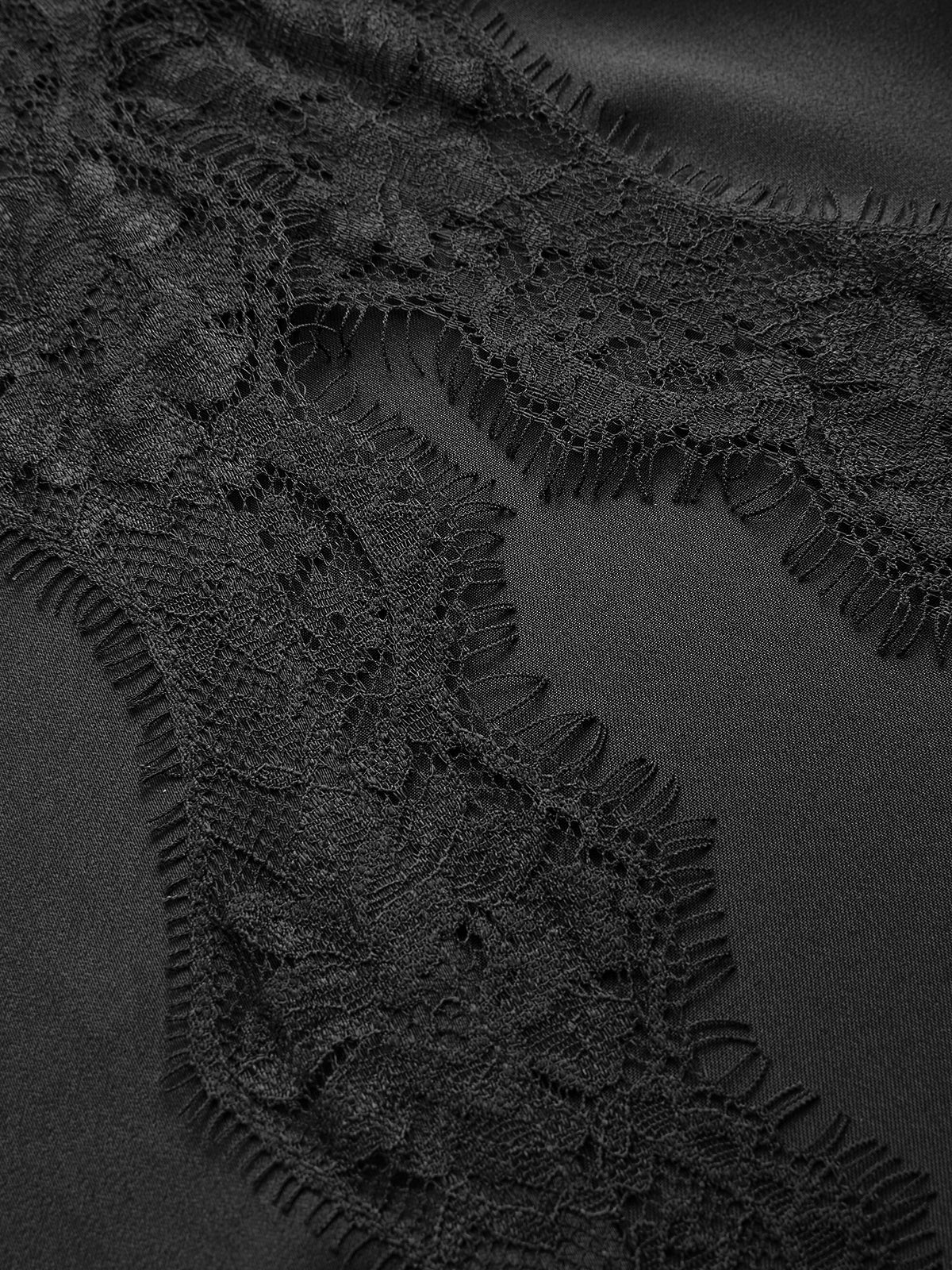 Lace Trim Ruched Slit Satin Midi Dress-Chicvia