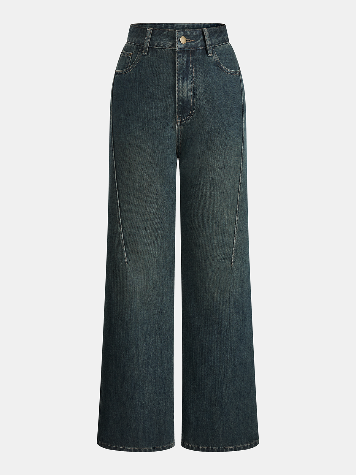 Mid-Waist Straight-Leg Jeans-Chicvia