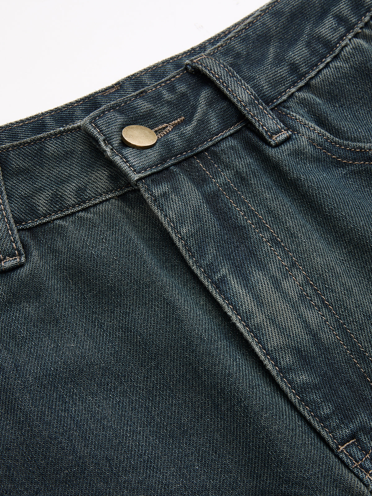 Mid-Waist Straight-Leg Jeans-Chicvia