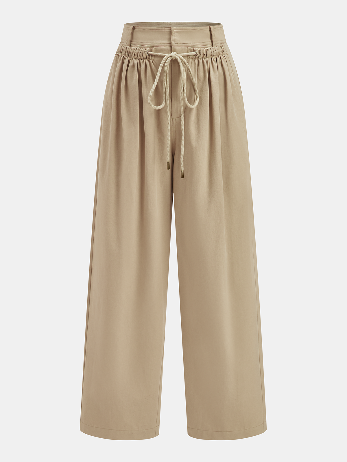 Mid-Waist Drawstring Wide-Leg Pants-Chicvia
