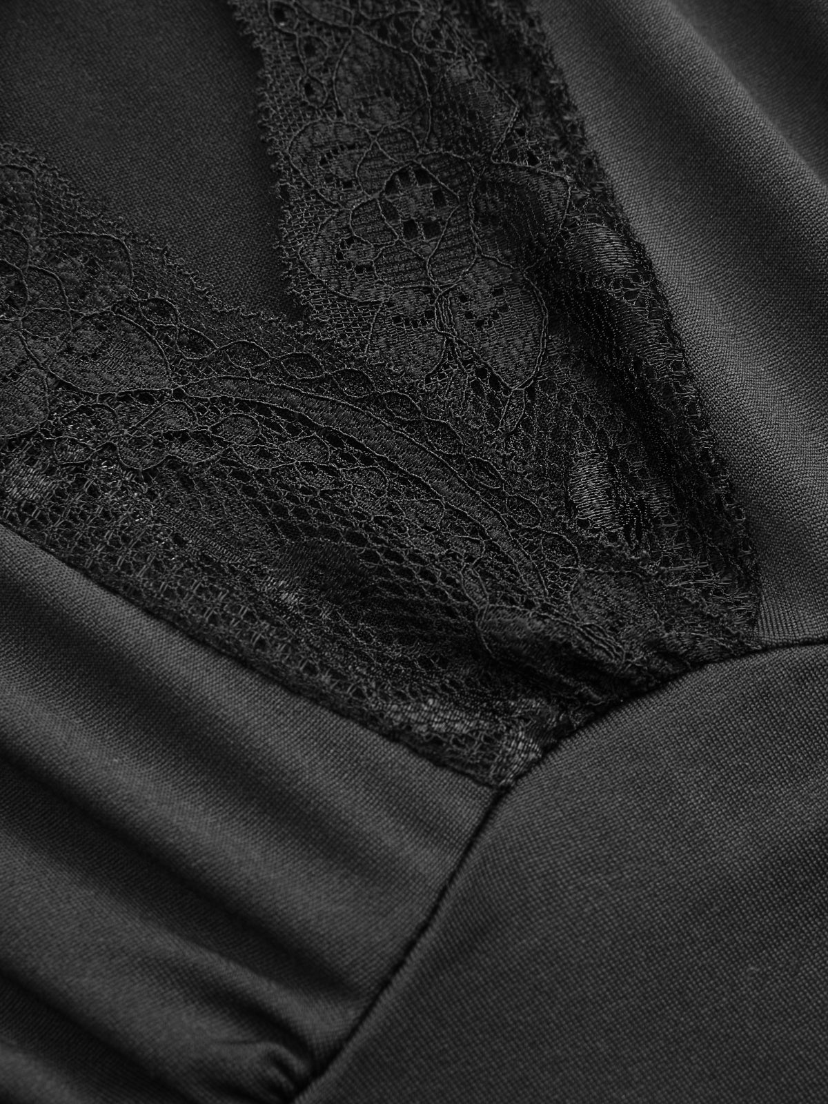 Lace Trim V-Neck Ruched Bodysuit-Chicvia