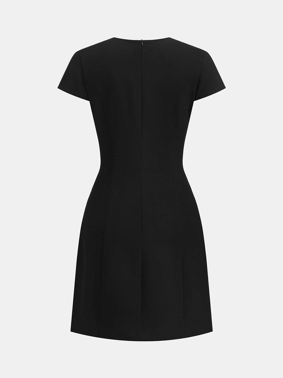 Keyhole Neckline Short Sleeve Mini Dress-Chicvia