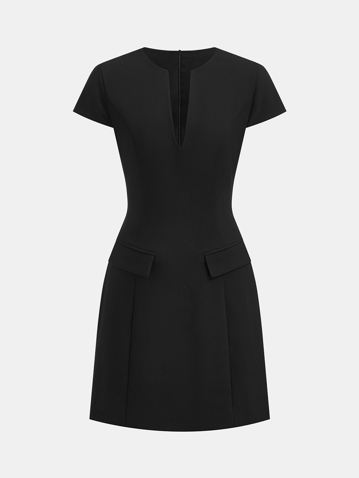 Keyhole Neckline Short Sleeve Mini Dress-Chicvia