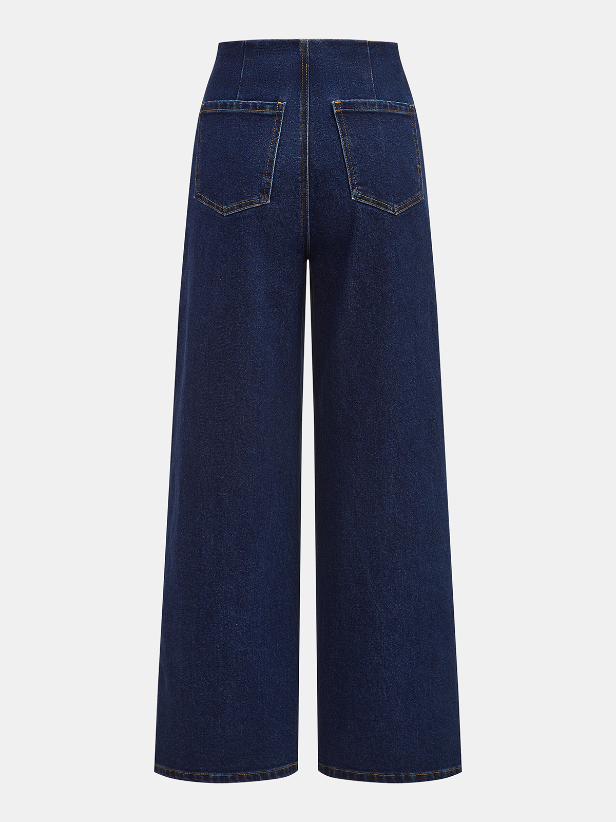 Double Buckle Suede Waist Wide-Leg Jeans-Chicvia