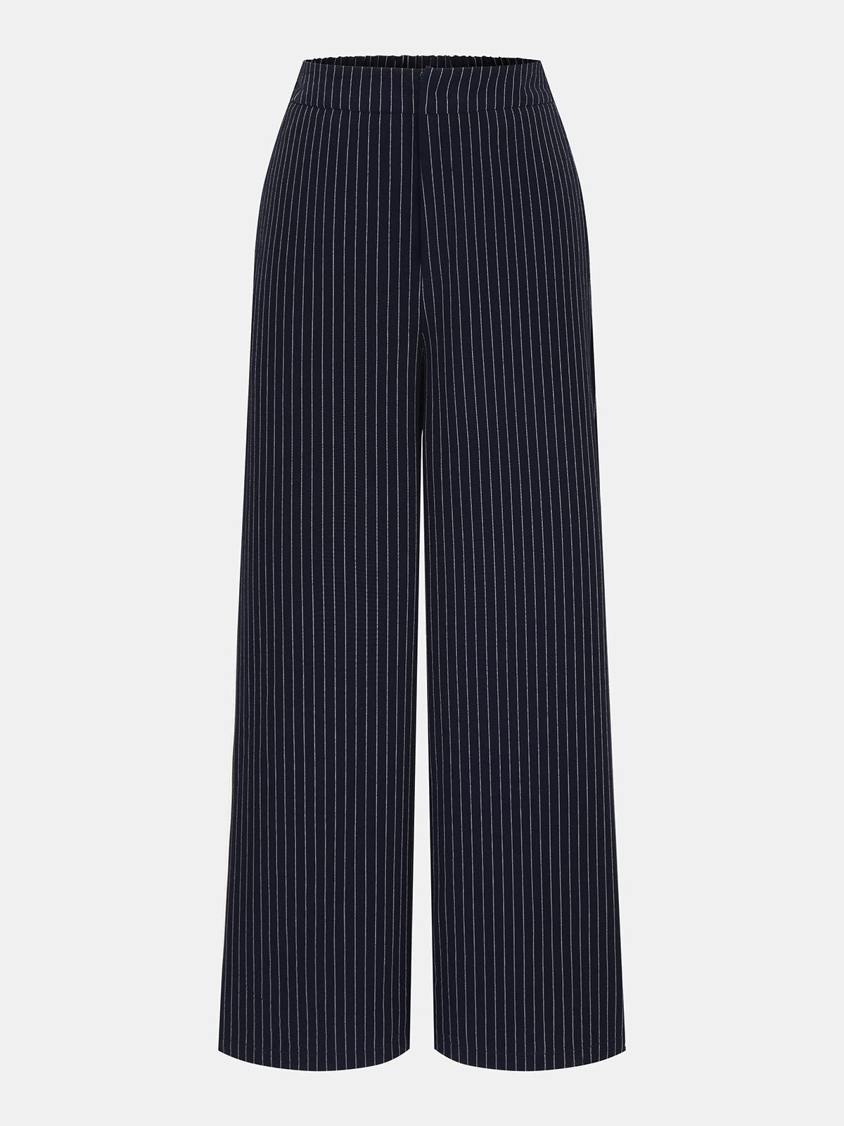 Pinstripe Wrap Top & Wide-Leg Pants Set-Chicvia