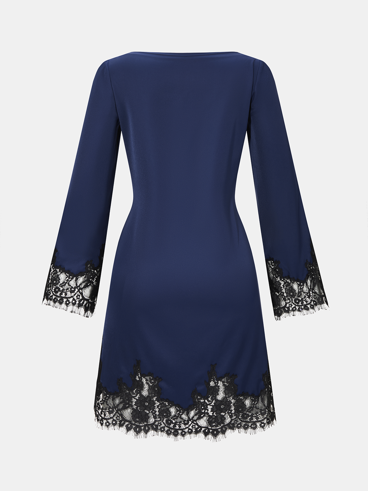 Lace Trim Satin Mini Dress-Chicvia