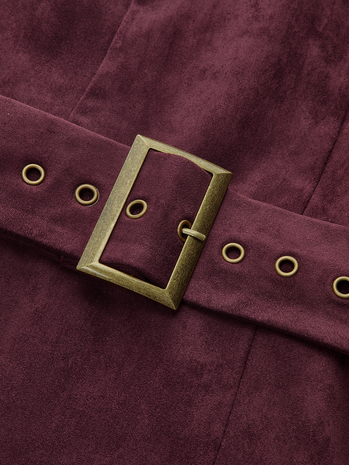 Belted Suede Pleated Mini Dress-Chicvia