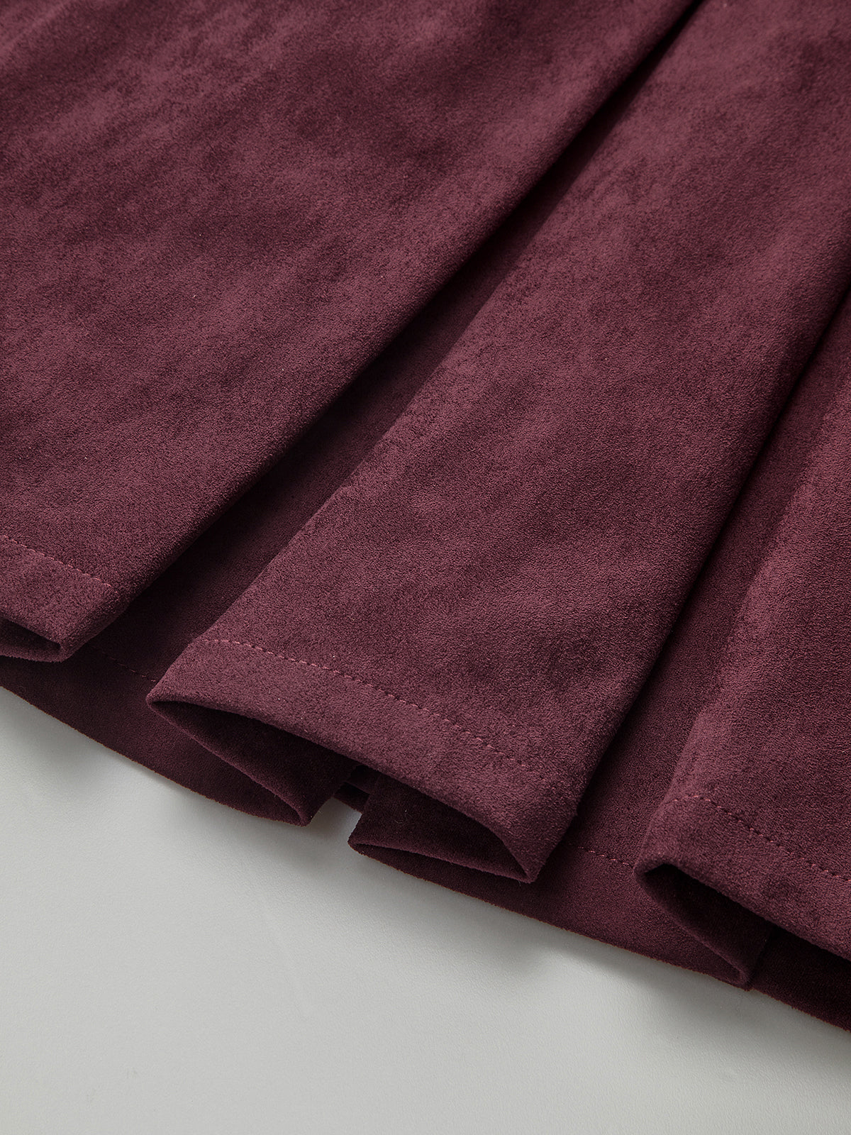 Belted Suede Pleated Mini Dress-Chicvia