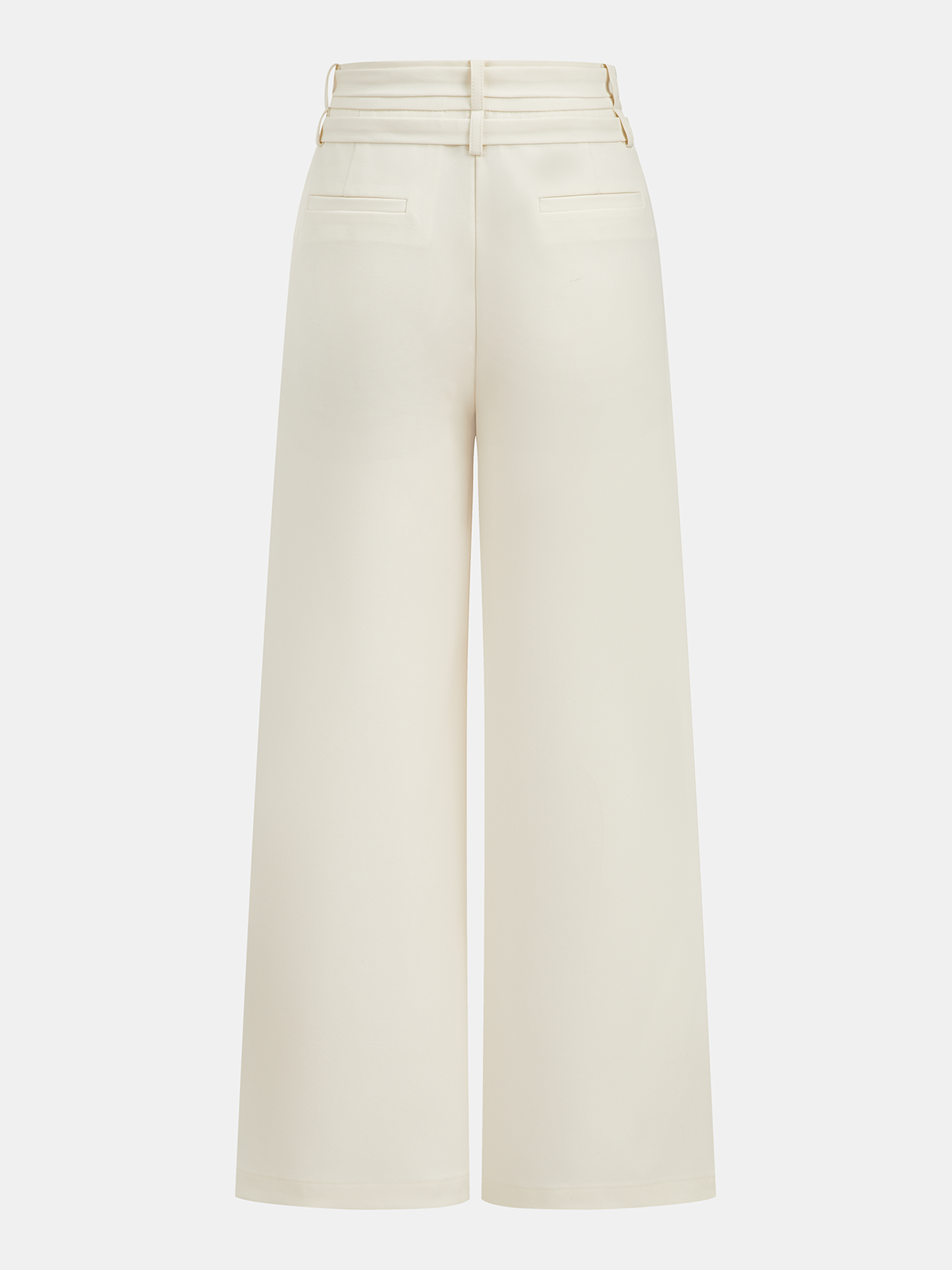 Double-Waistband Belted Straight-Leg Pants-Chicvia