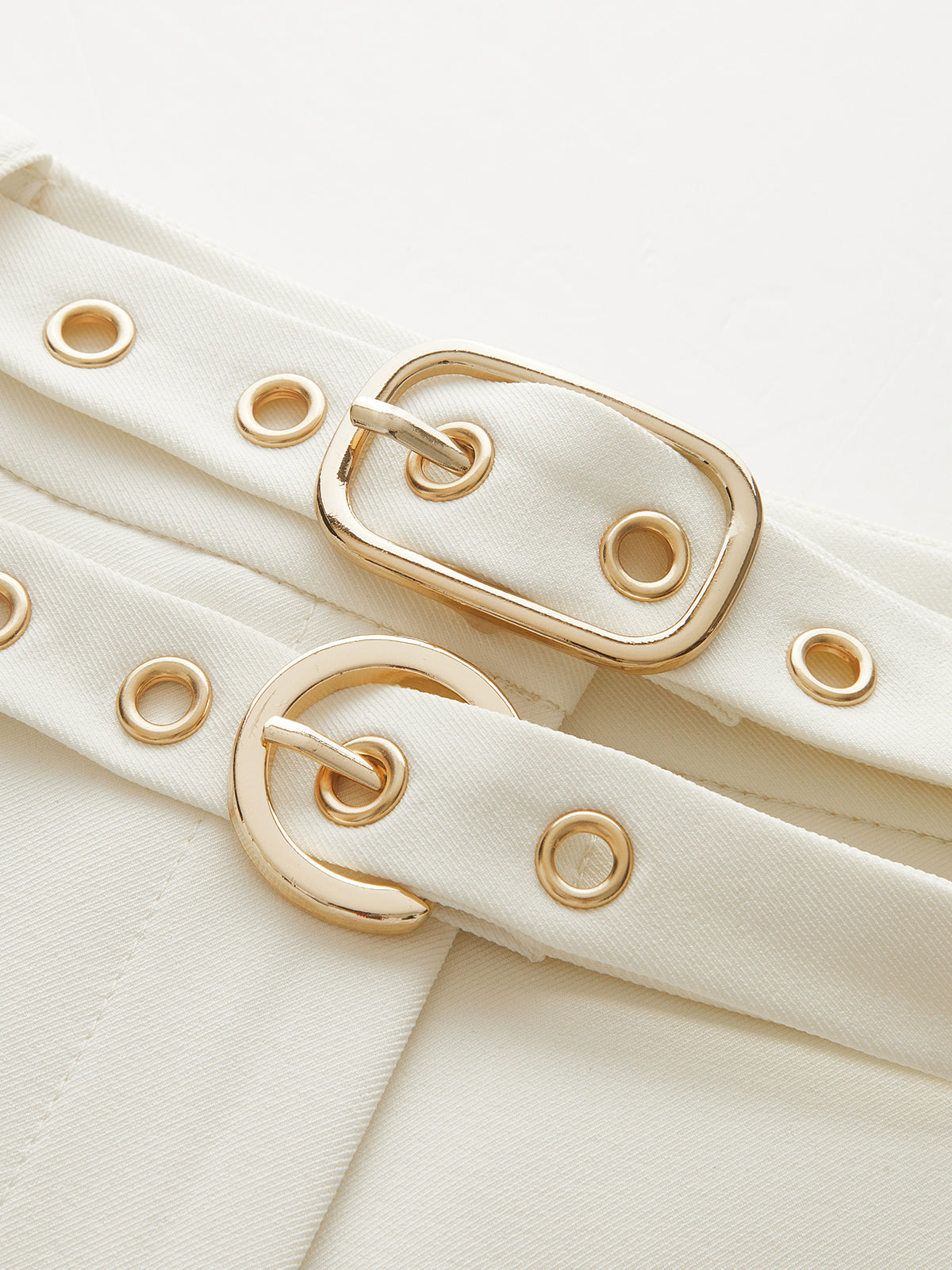 Double-Waistband Belted Straight-Leg Pants-Chicvia