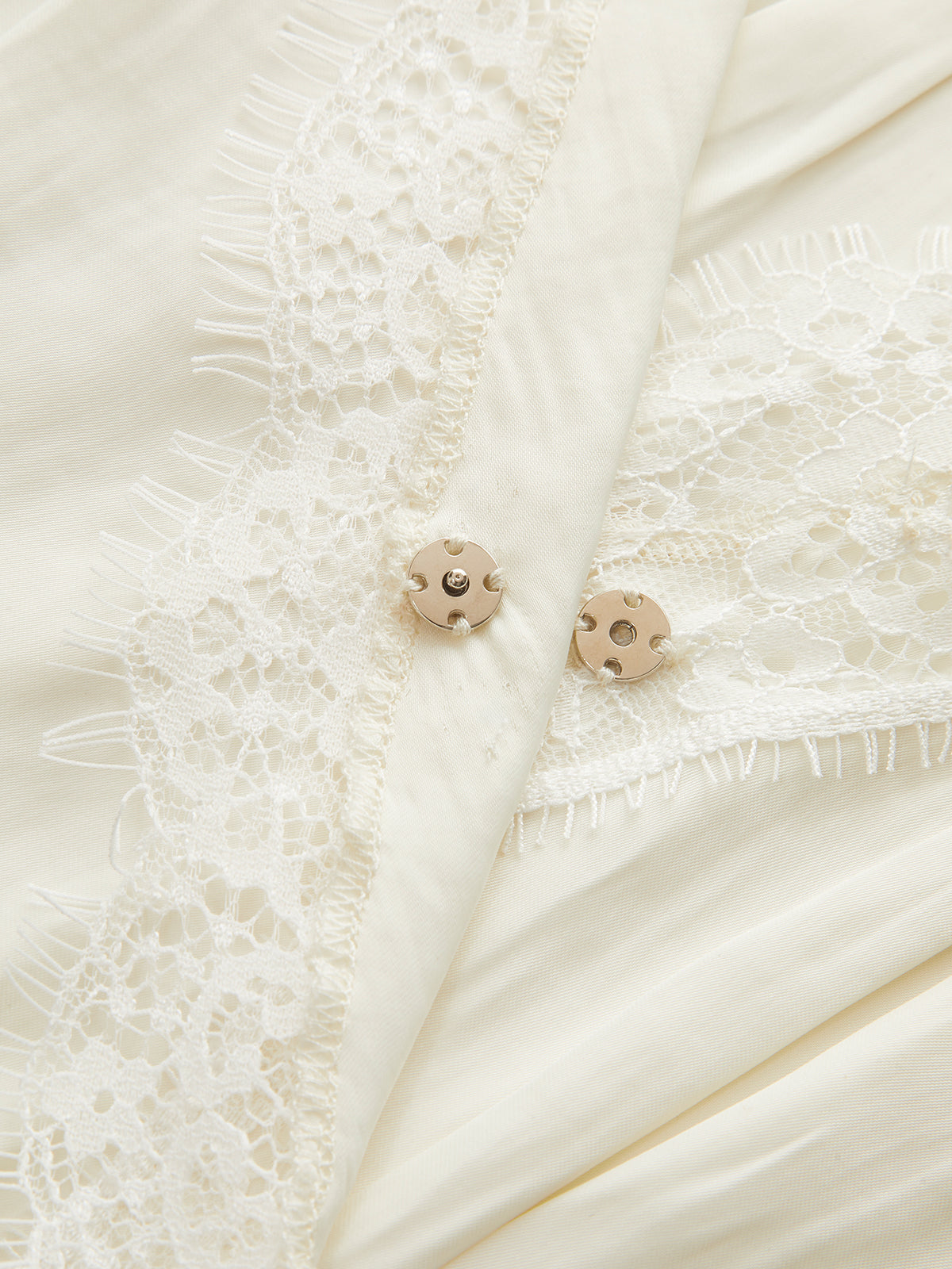 Lace Trim Smocked Waist Long Sleeve Blouse-Chicvia