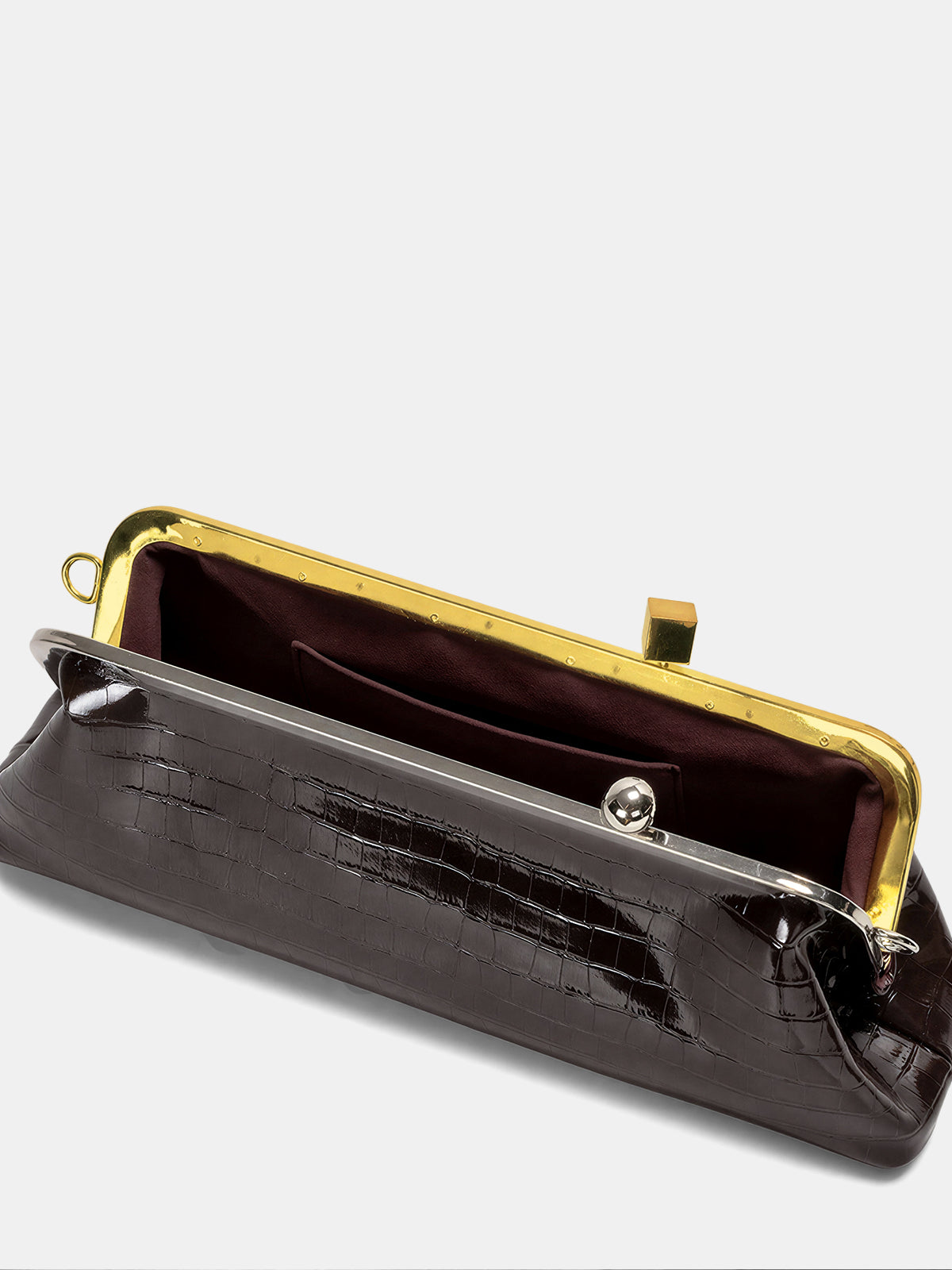 Kiss-Lock Closure Crocodile-Embossed Bag-Chicvia