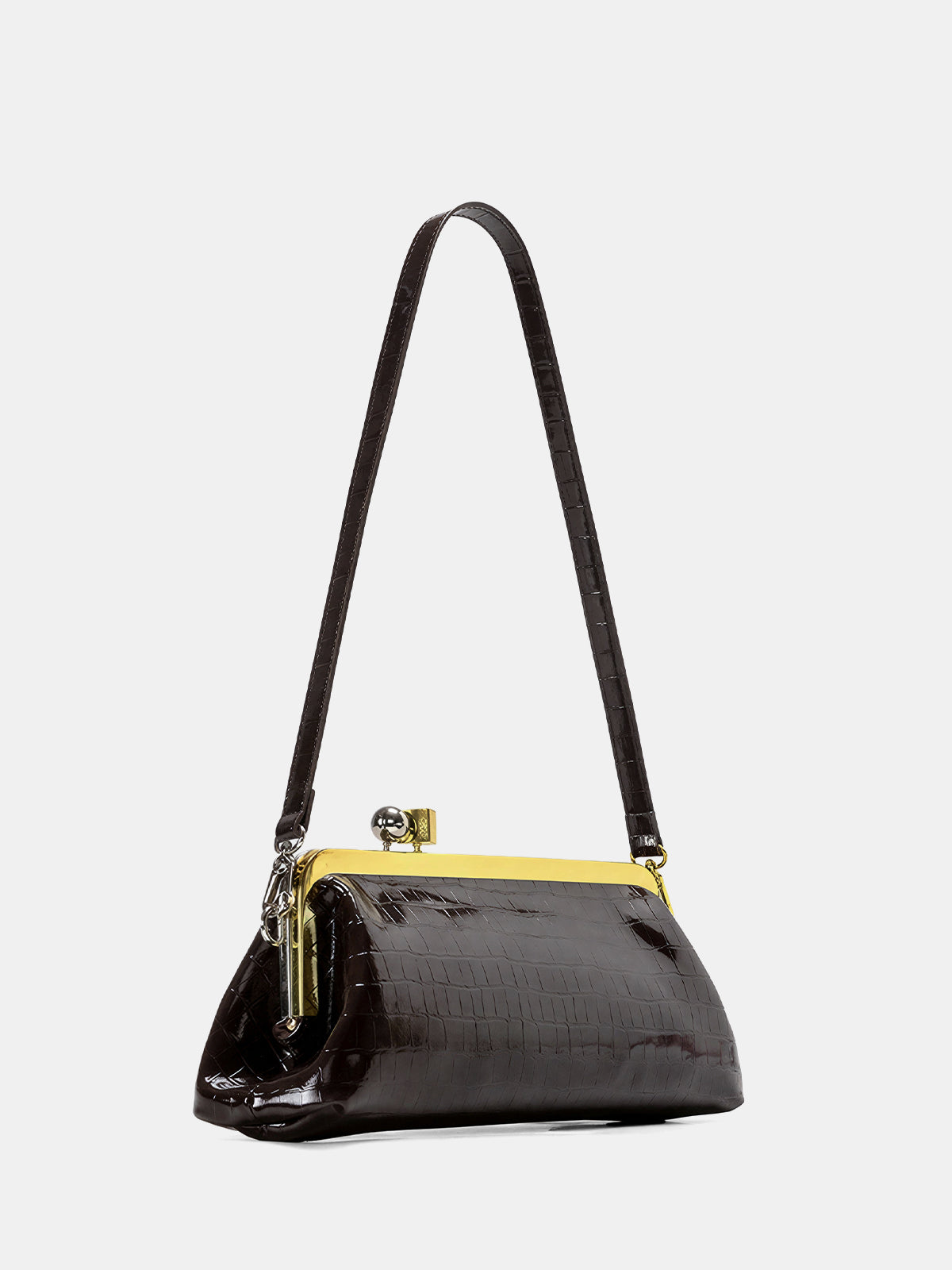 Kiss-Lock Closure Crocodile-Embossed Bag-Chicvia