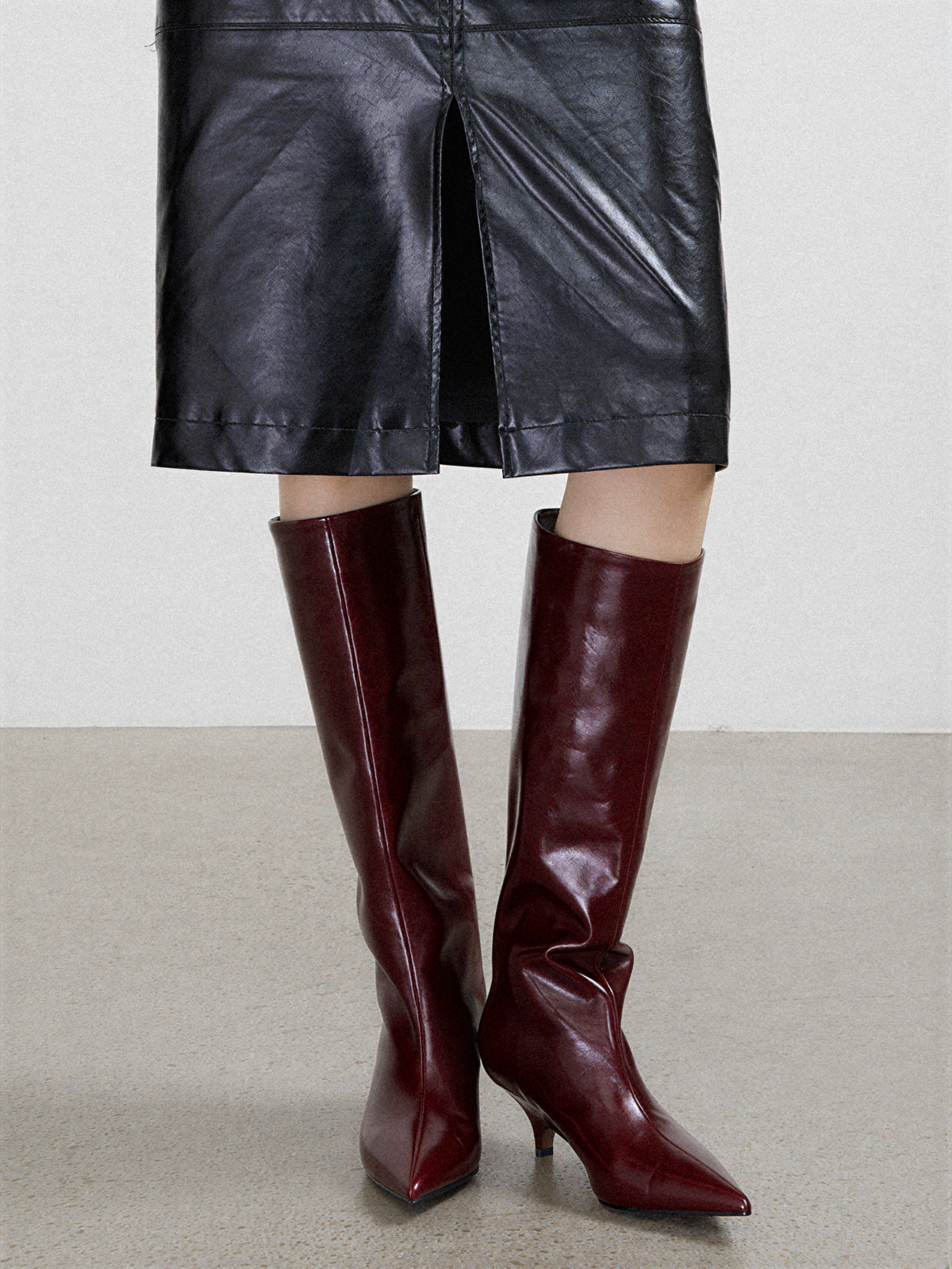 Pointed Toe Knee-High Boots-Chicvia