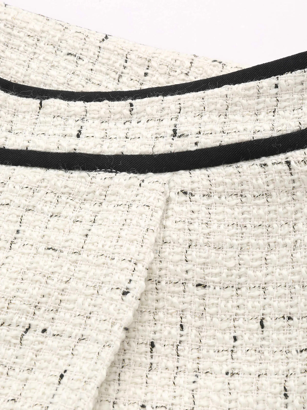 Contrast Waistband Tweed Wide-Leg Pants-Chicvia