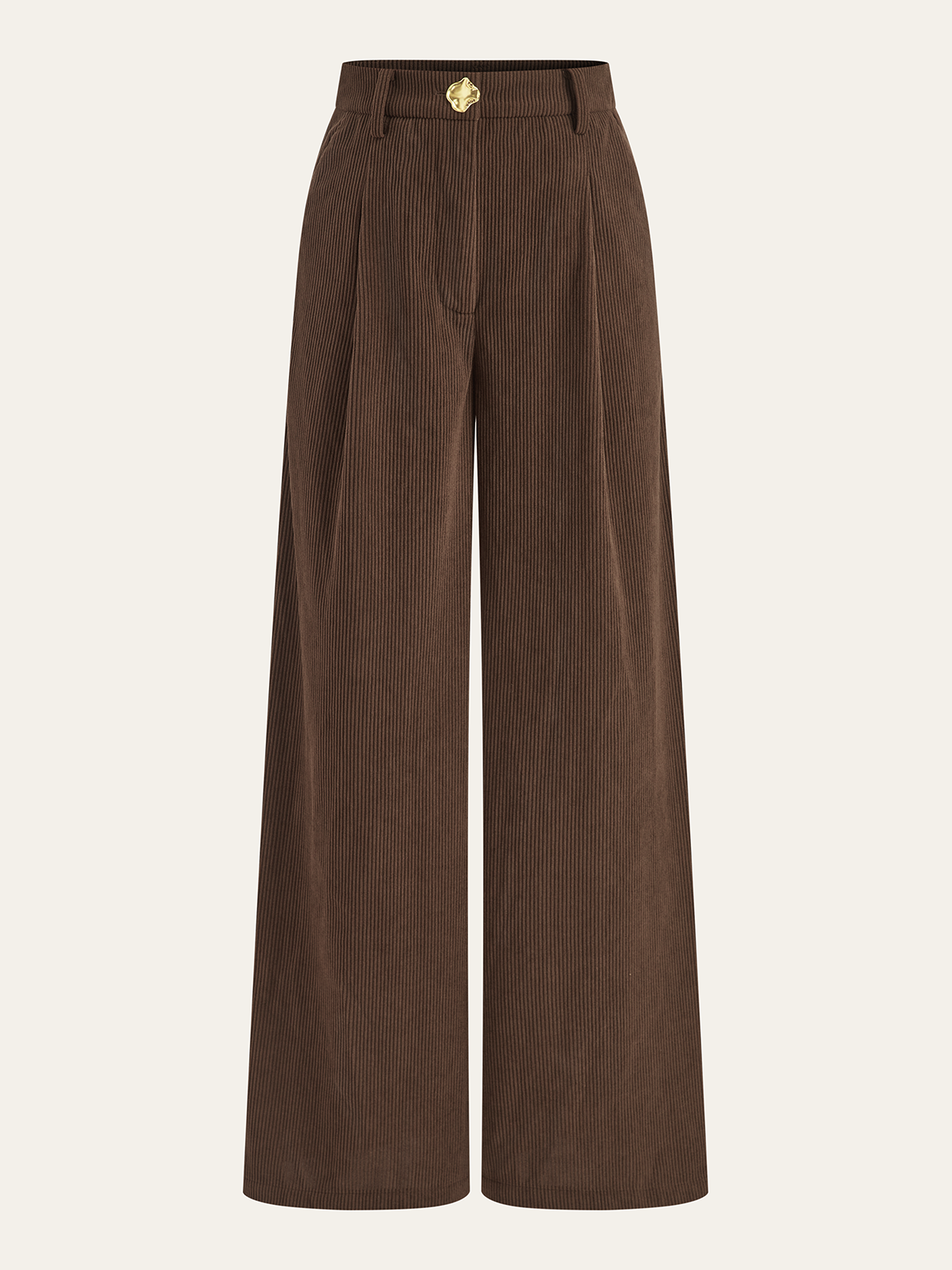 Corduroy Wide-Leg Pleated Pants-Chicvia