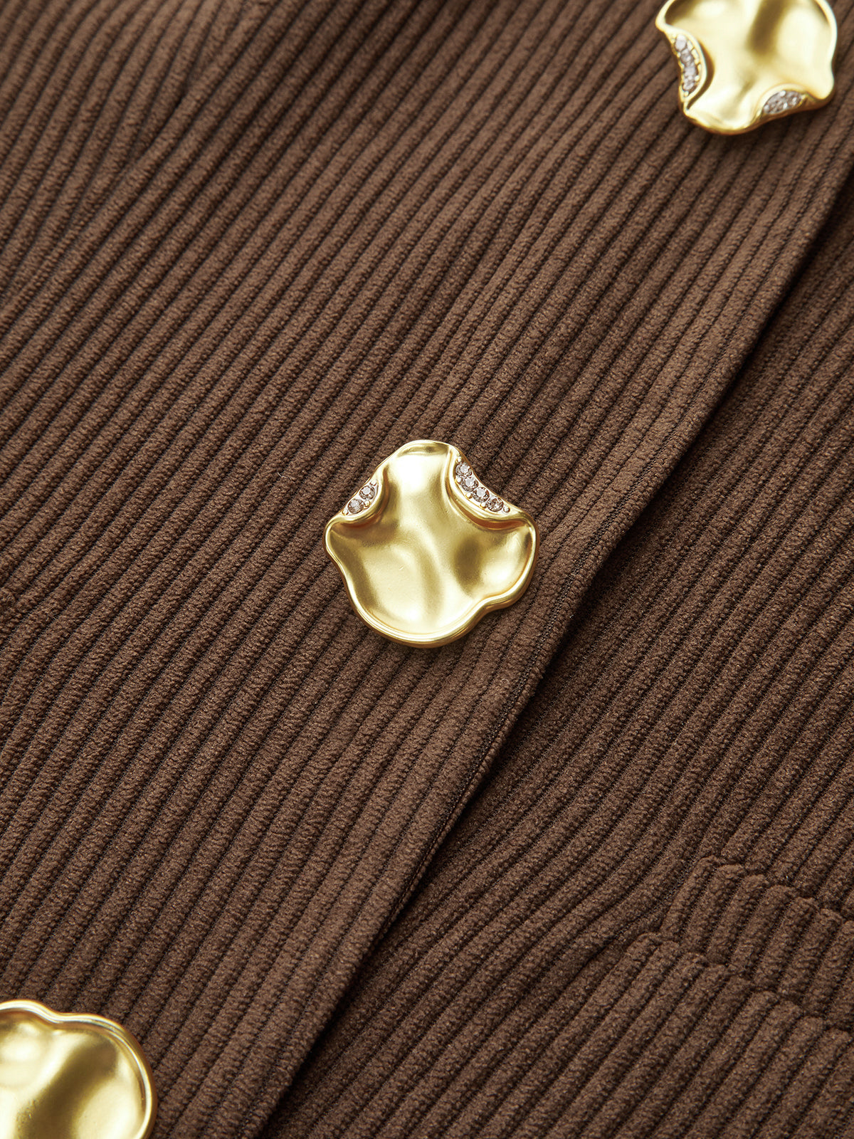 Corduroy V-neck Buttoned Vest-Chicvia