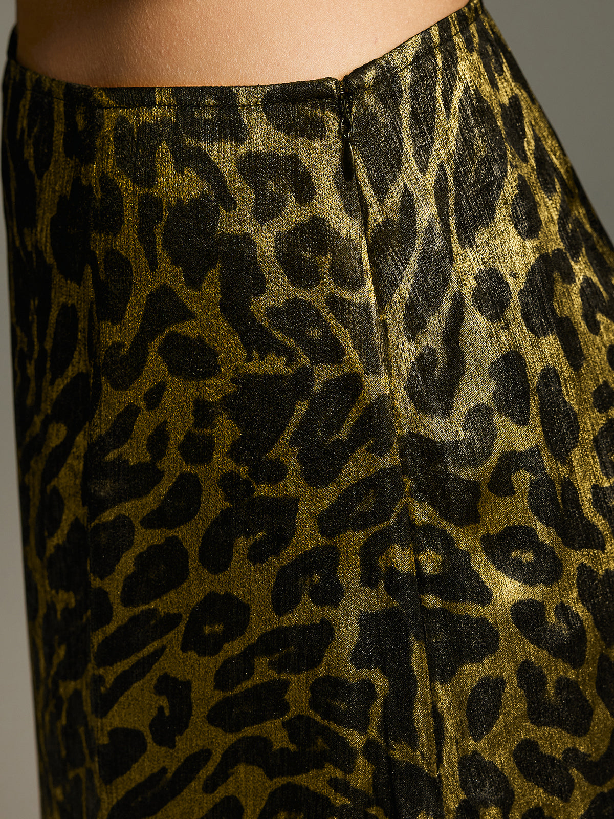 Leopard-Print Lace-Trimmed Midi Skirt-Chicvia