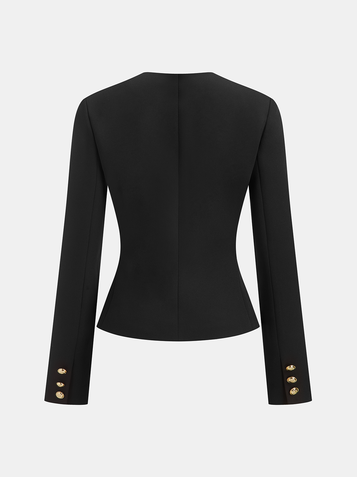 Metal Button Fitted Blazer-Chicvia