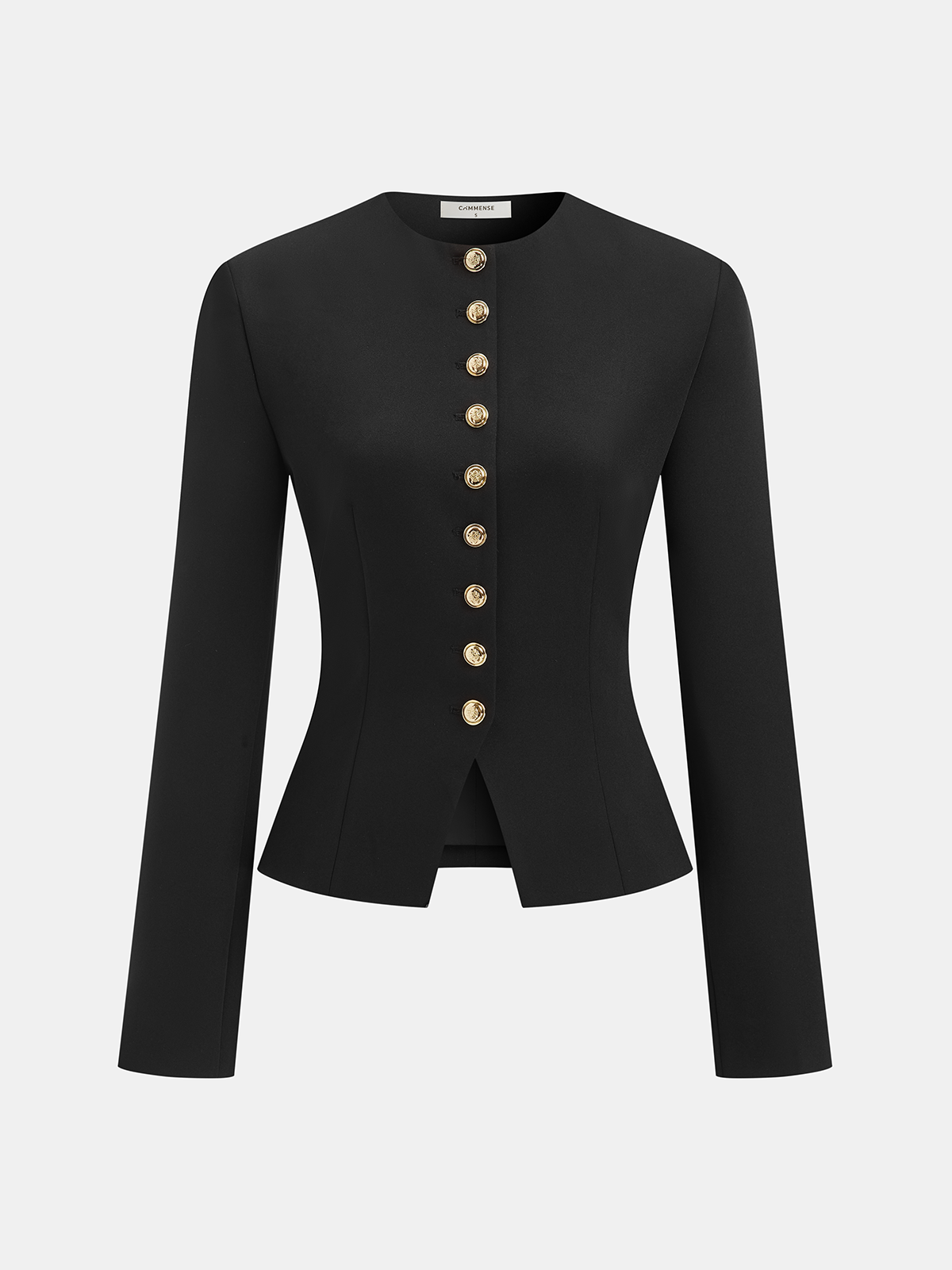 Metal Button Fitted Blazer-Chicvia