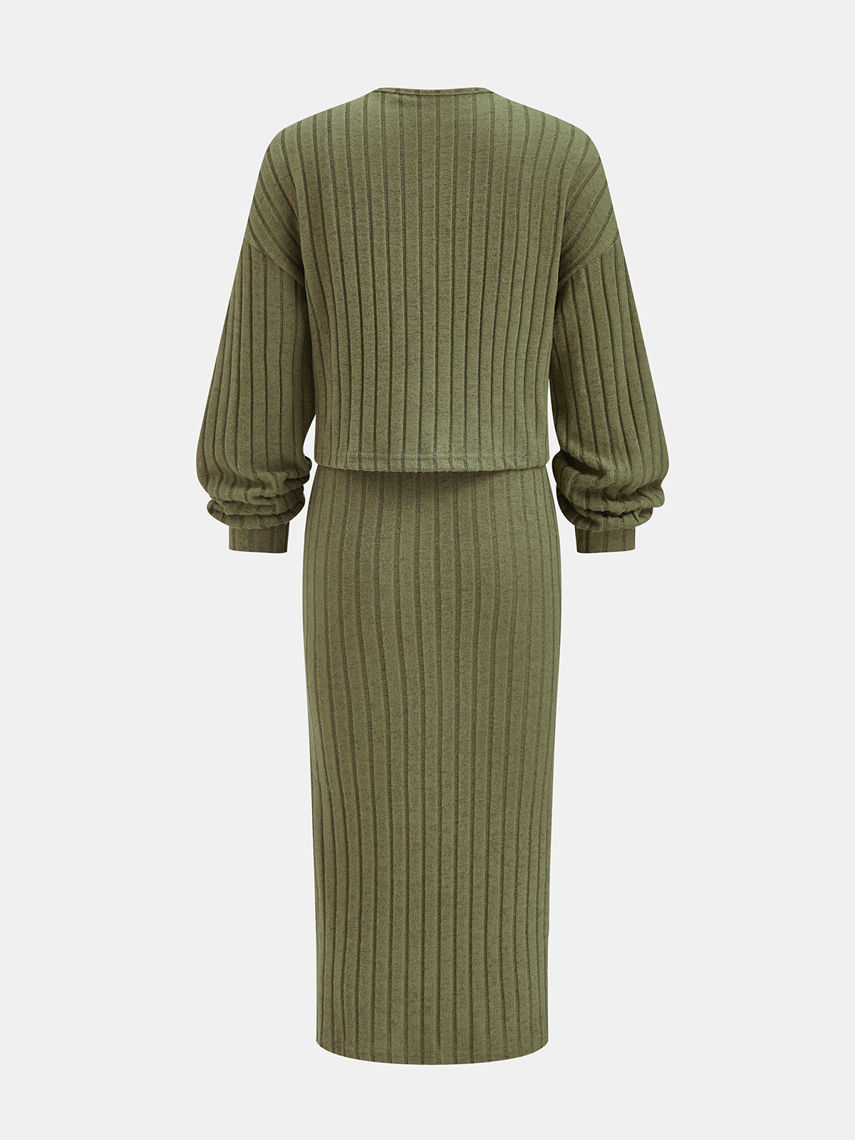 Cardigan & Slit Cami Midi Dress Two-Piece Set-Chicvia